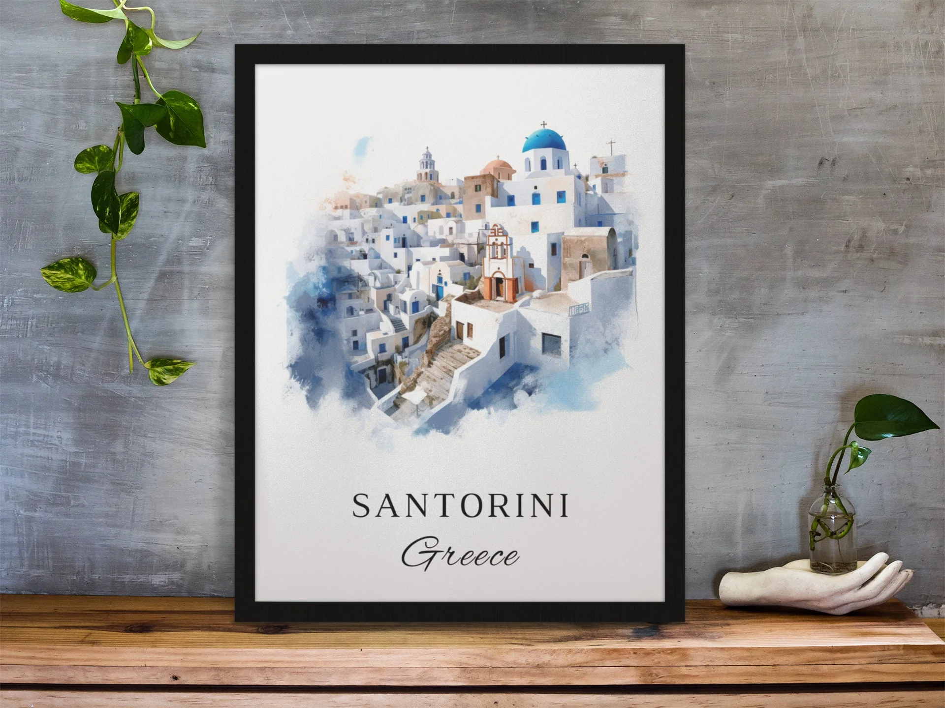 Santorini, Greece – Watercolor Art Print - Image 5