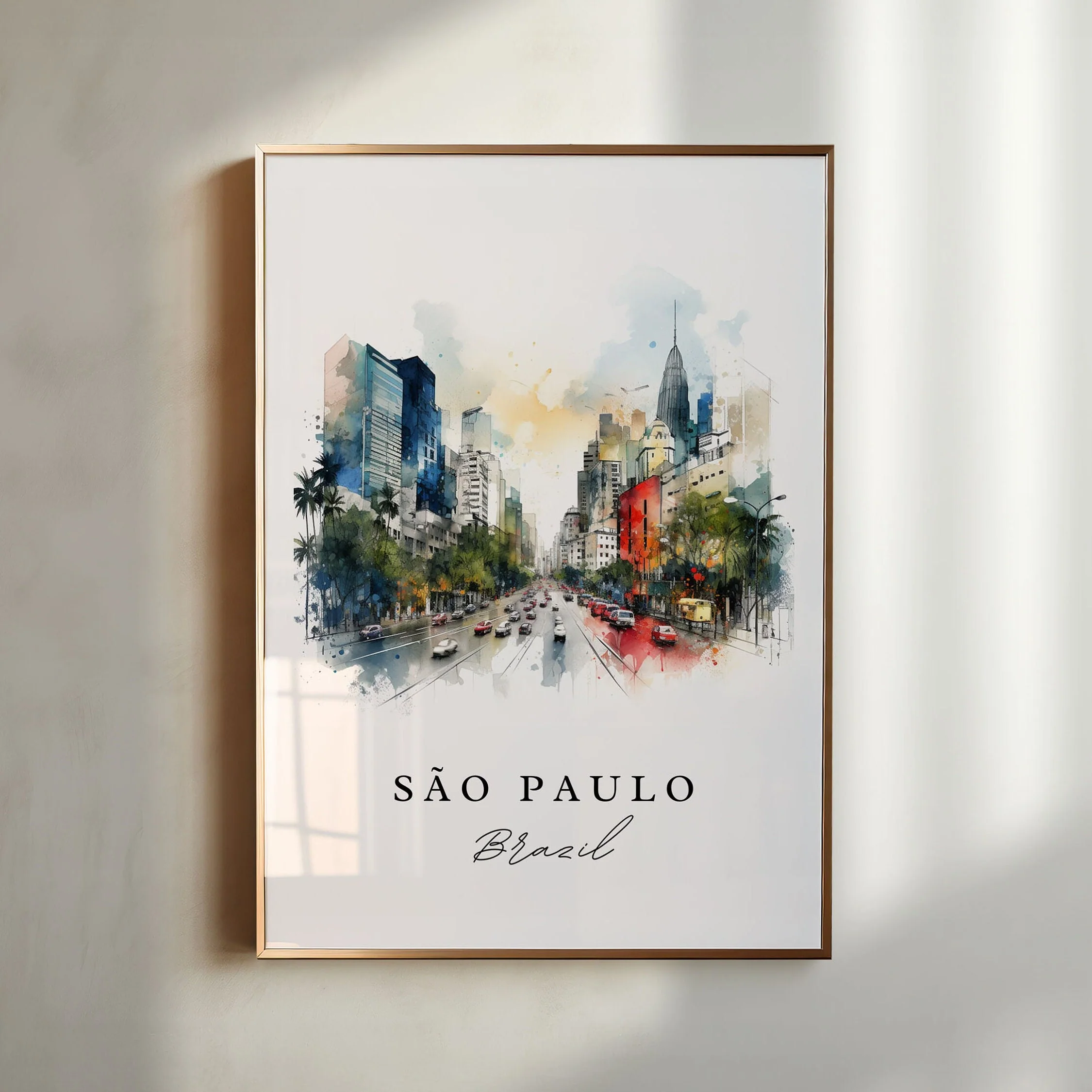 São Paulo, Brazil – Watercolor Art Print