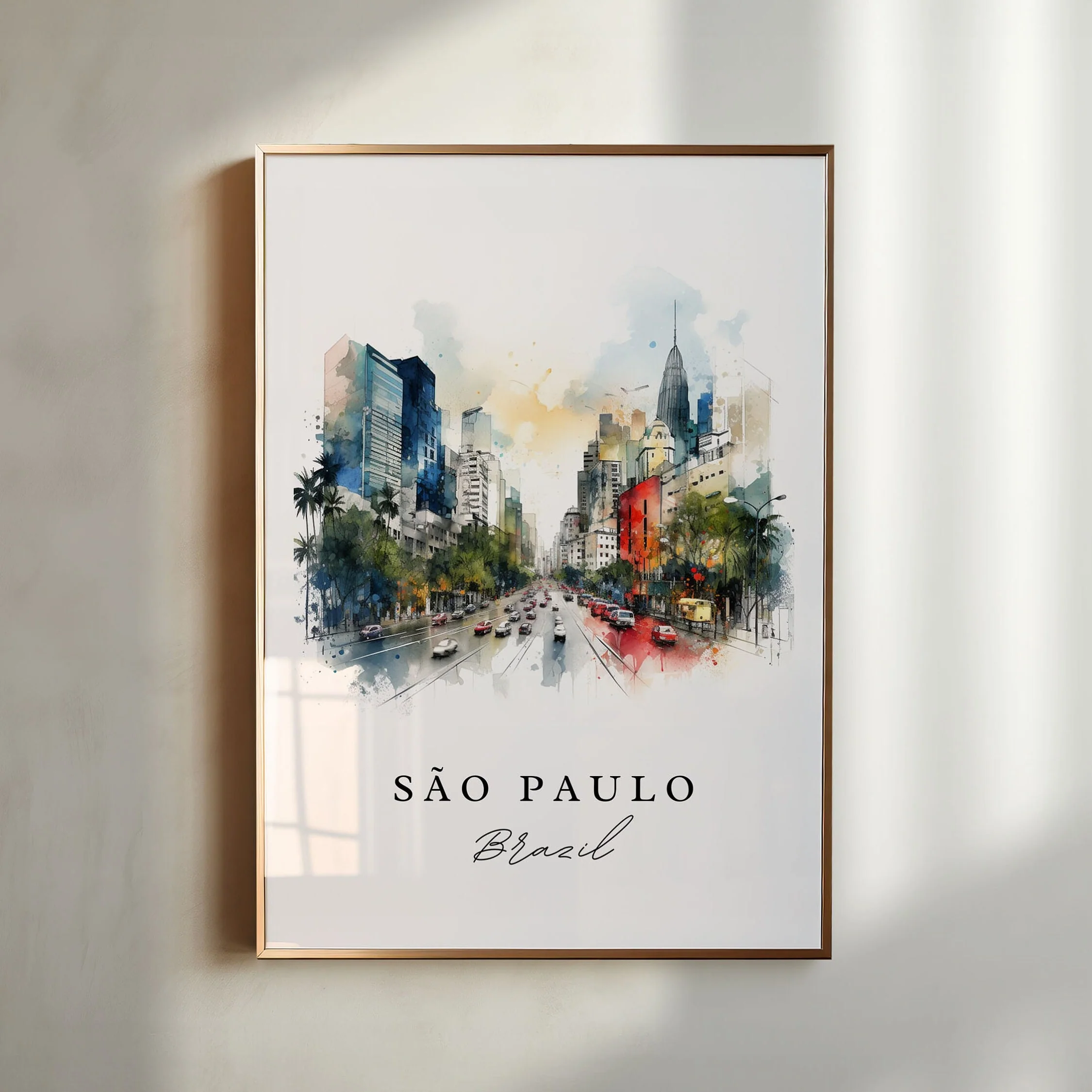 São Paulo, Brazil – Watercolor Art Print
