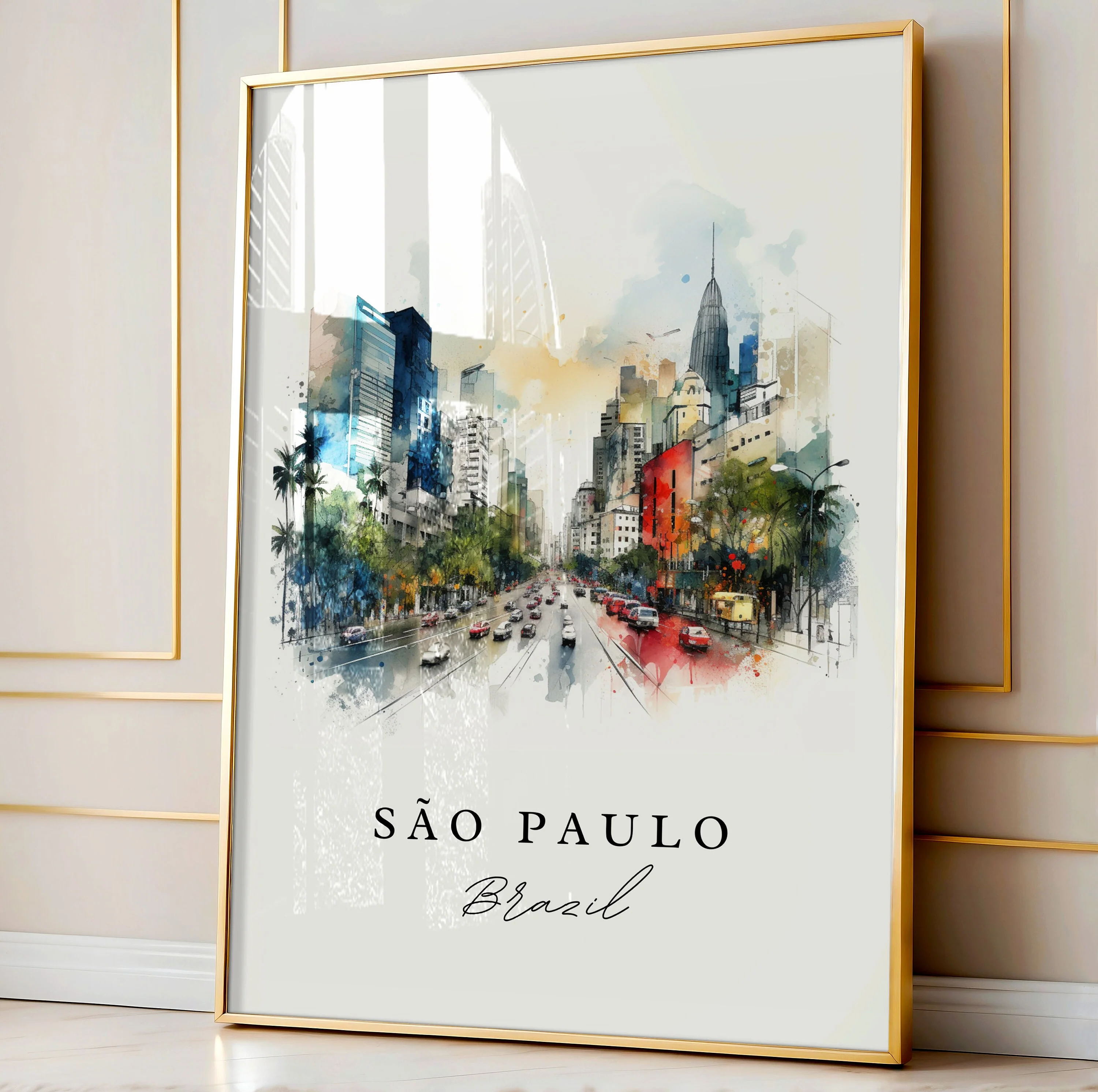 São Paulo, Brazil – Watercolor Art Print - Image 4