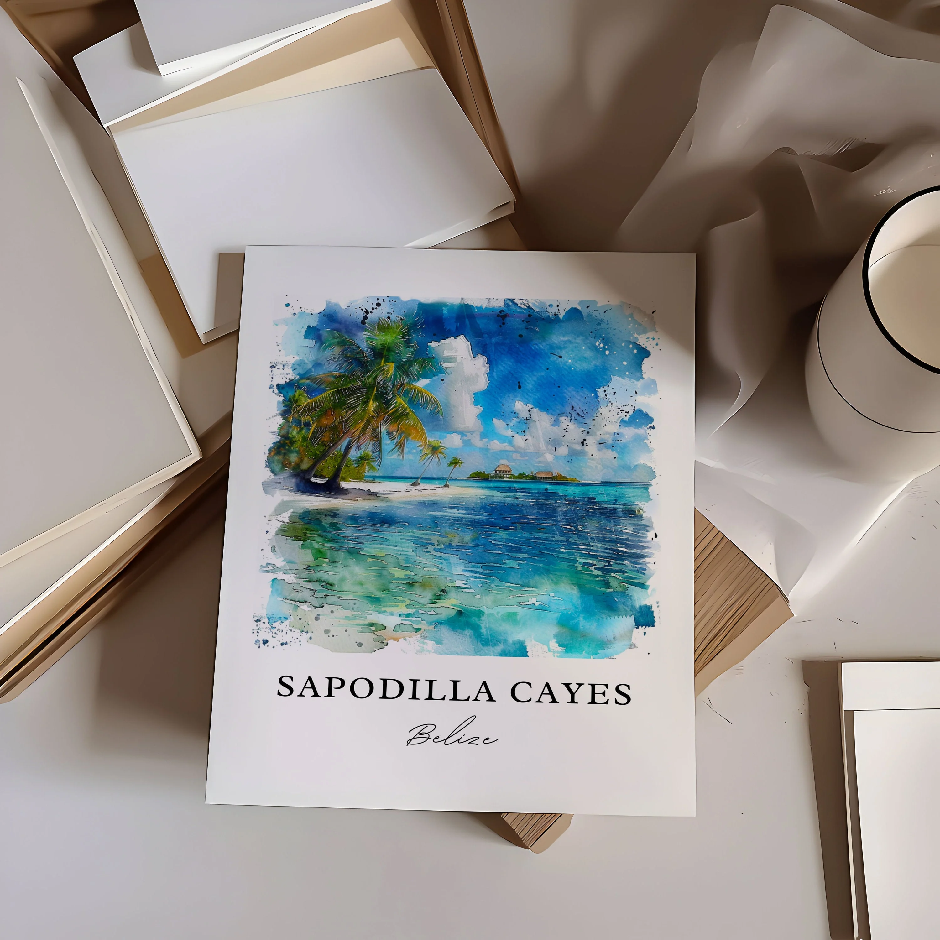 Sapodilla Cayes, Belize – Watercolor Art Print - Image 2