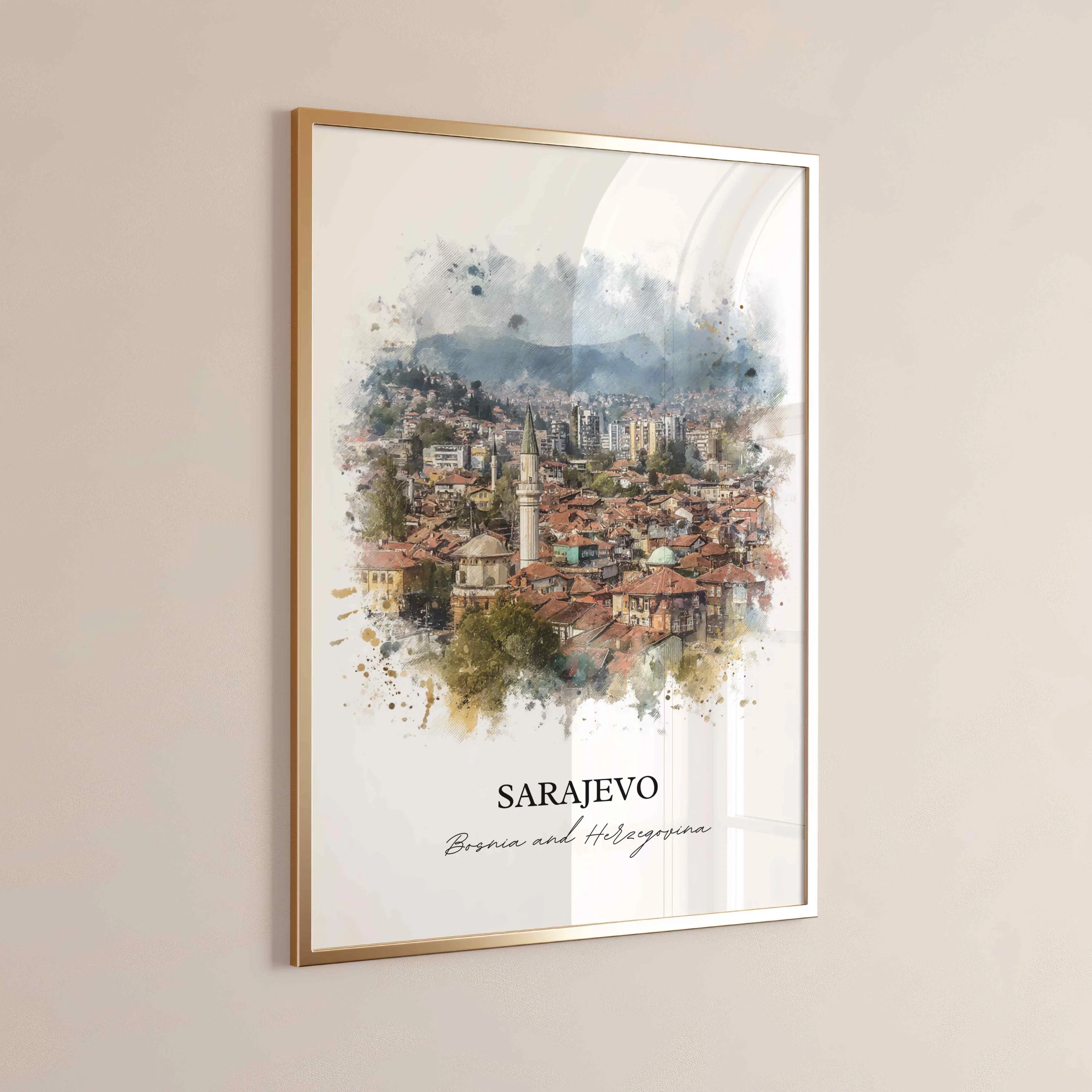Sarajevo, Bosnia & Herzegovina – Watercolor Art Print - Image 5