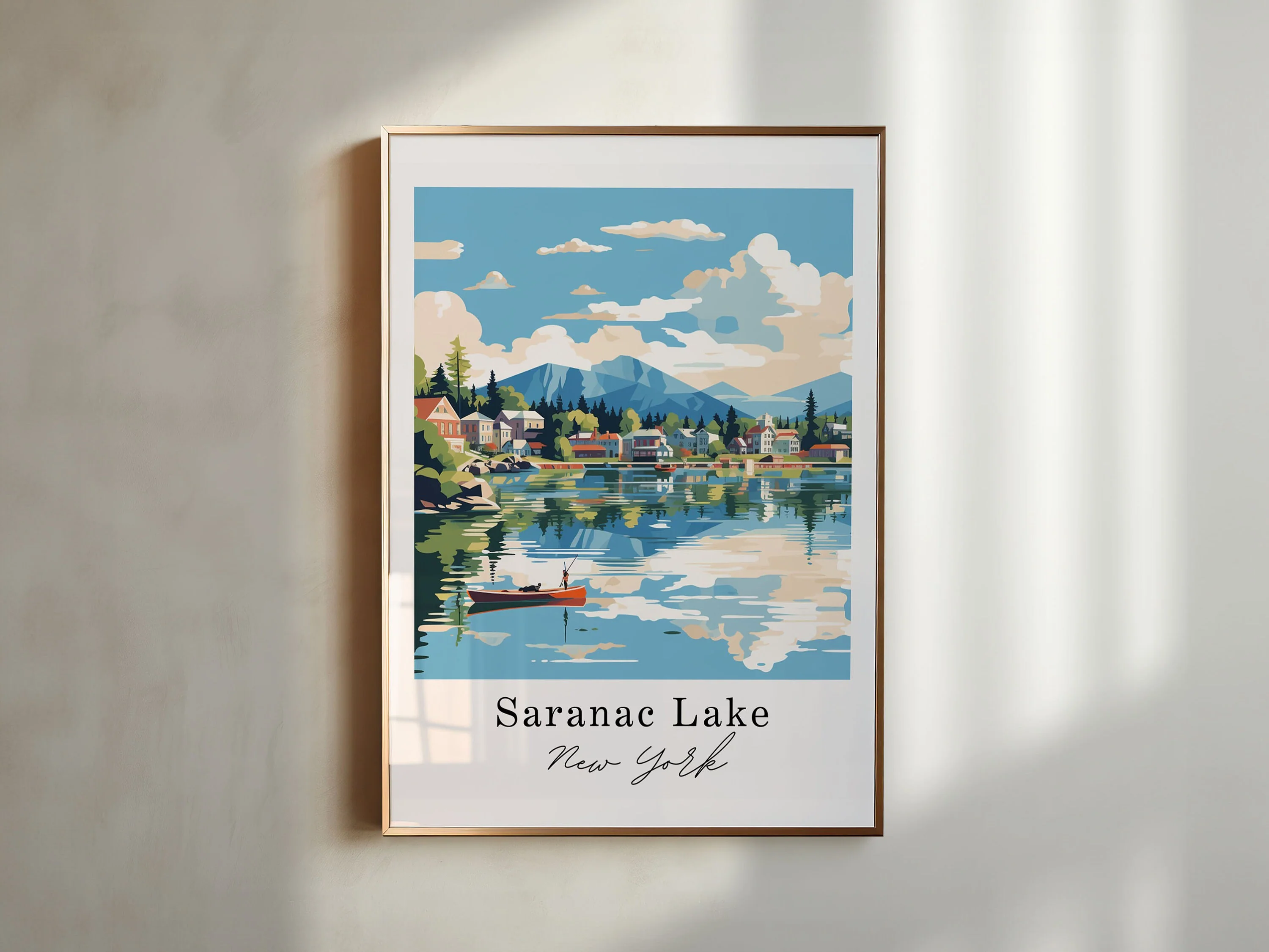 Saranac Lake, New York – Watercolor Art Print - Image 3