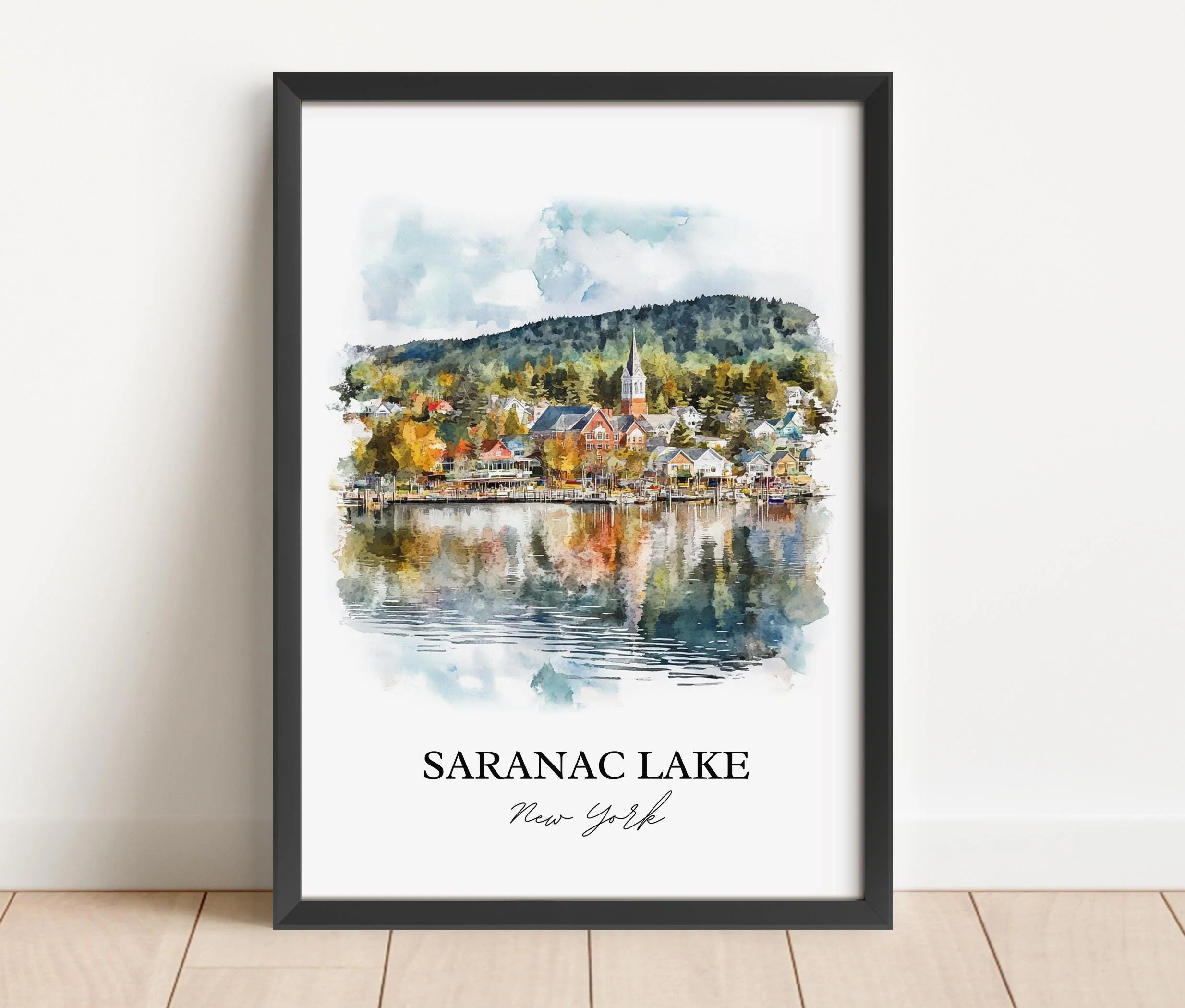 Saranac Lake, NY, USA – Watercolor Art Print - Image 6