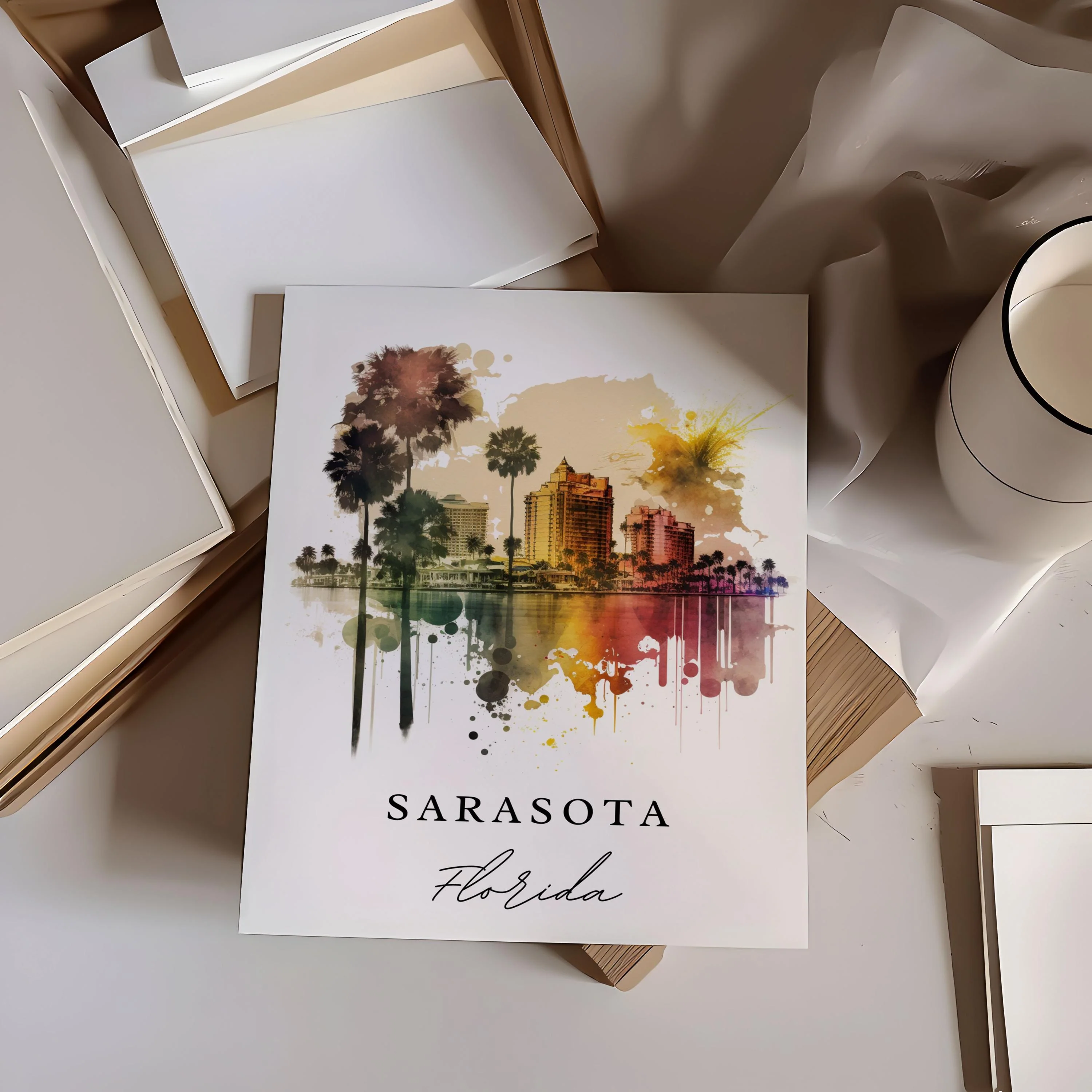 Sarasota, Florida, USA – Watercolor Art Print - Image 2