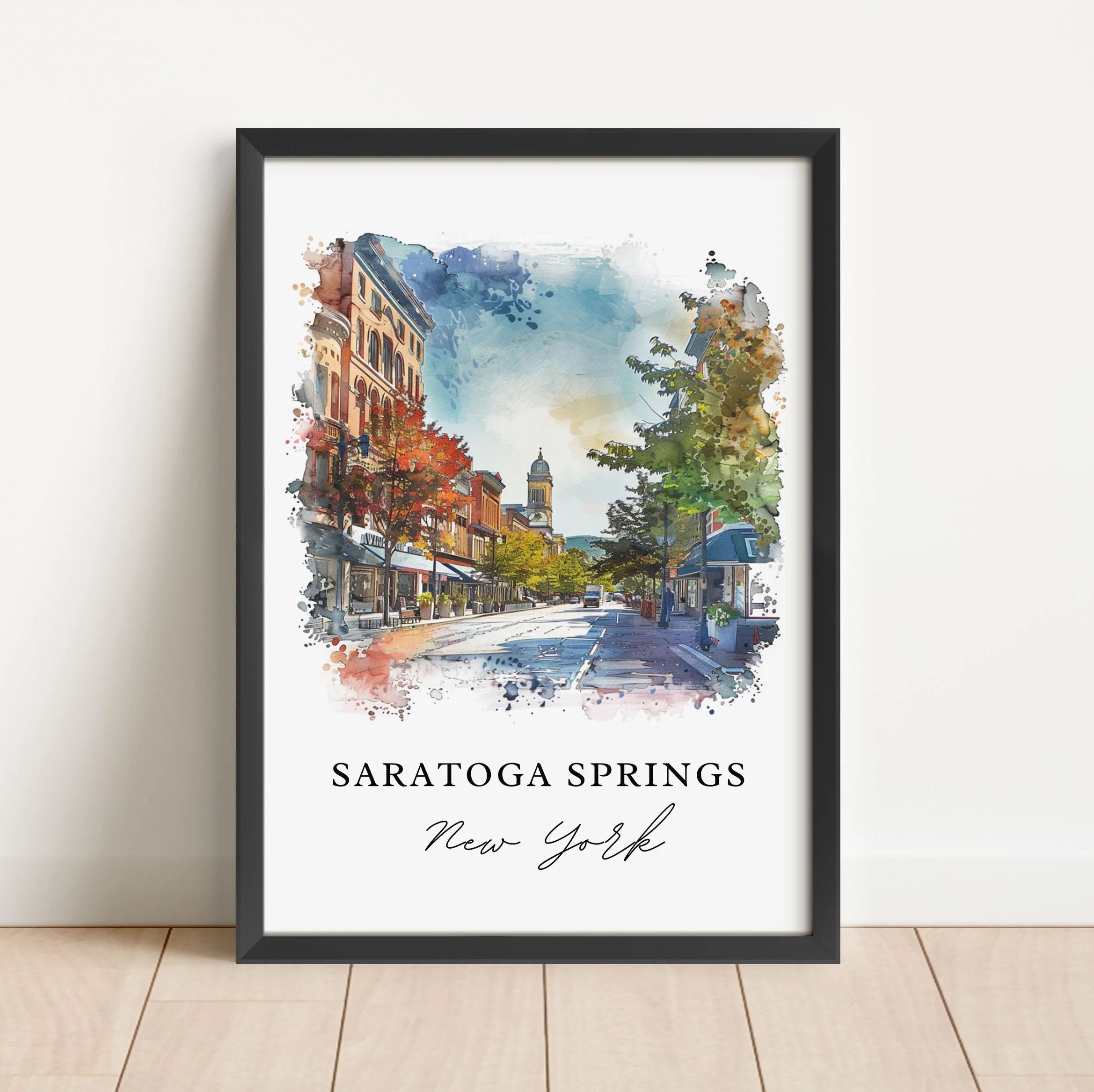 Saratoga Springs, NY, USA – Watercolor Art Print