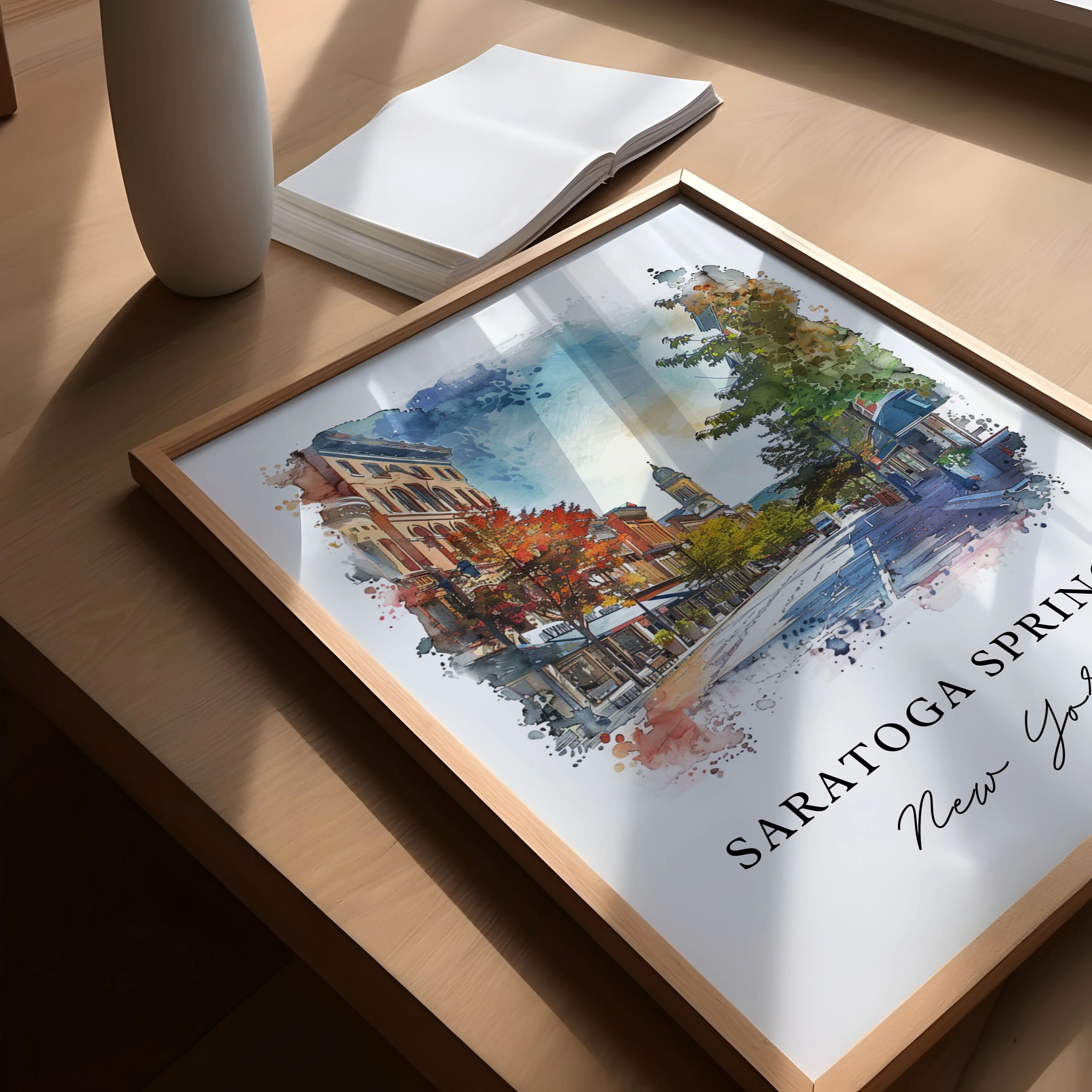 Saratoga Springs, NY, USA – Watercolor Art Print - Image 3