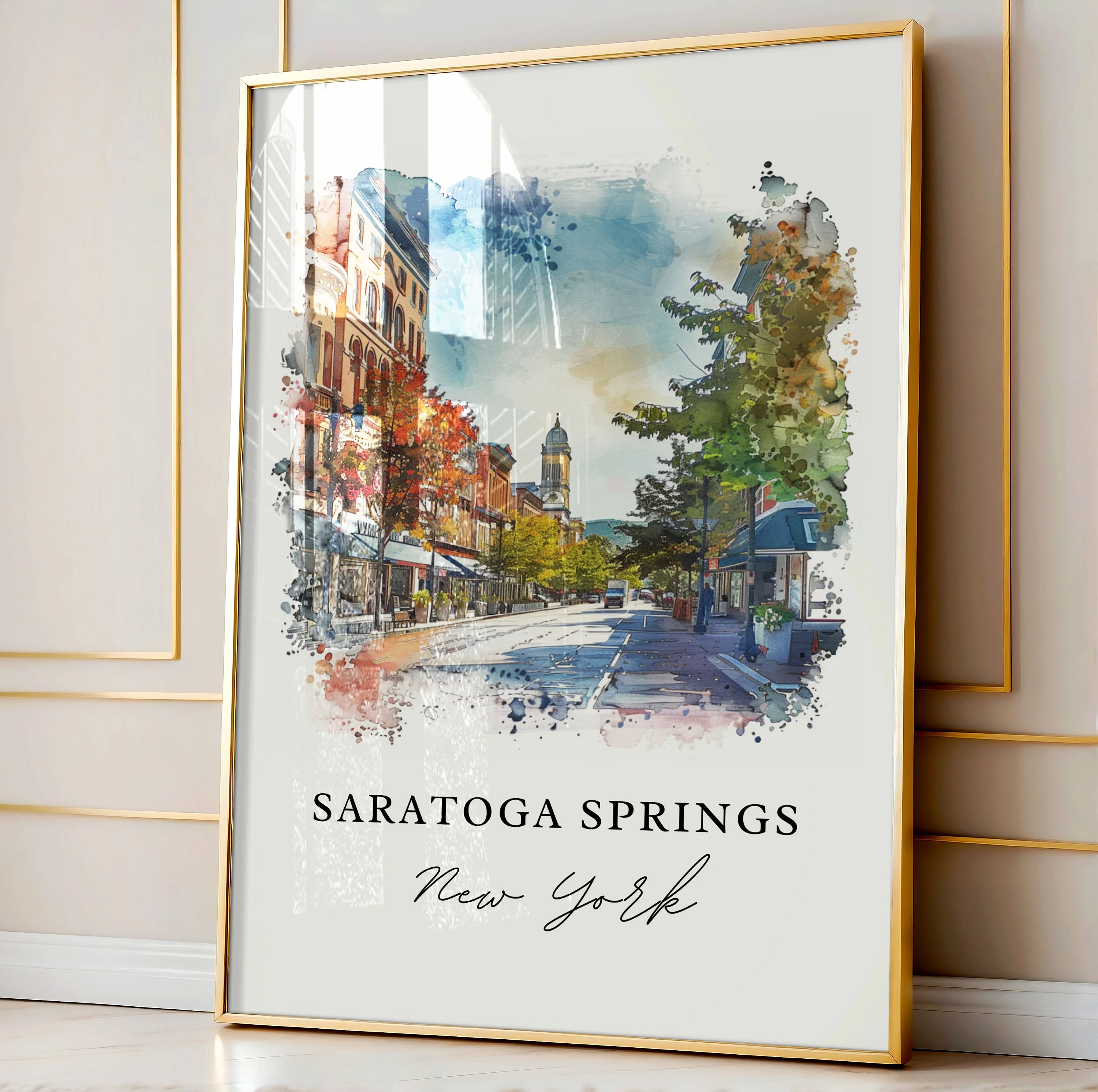 Saratoga Springs, NY, USA – Watercolor Art Print - Image 4