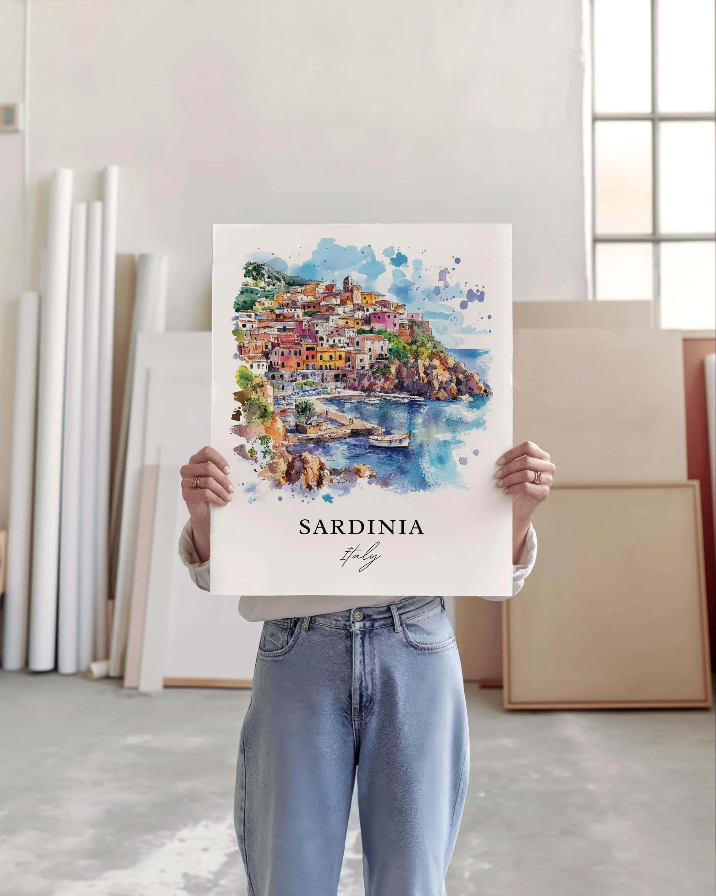 Sardinia, Italy – Watercolor Art Print Cagliari - Image 2