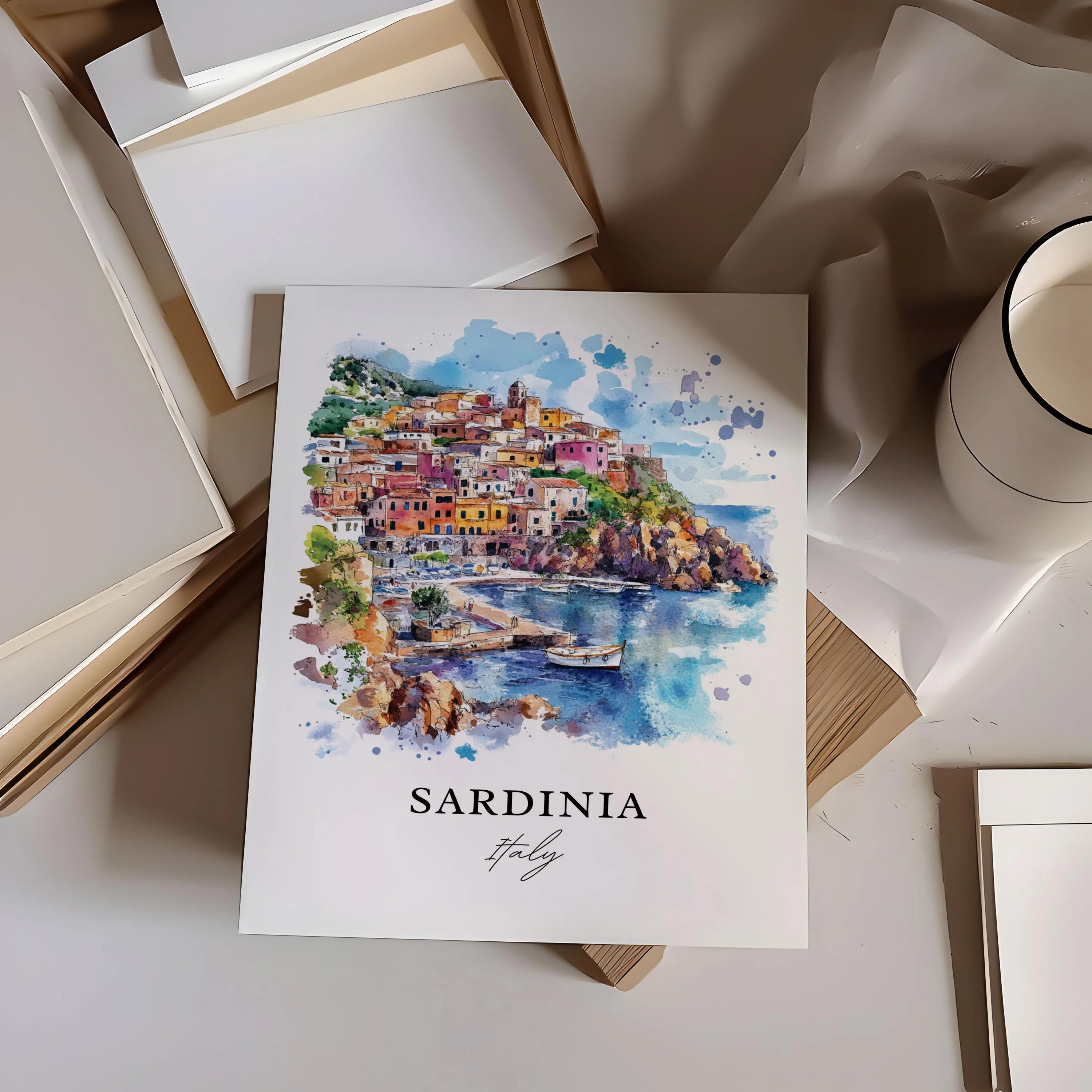 Sardinia, Italy – Watercolor Art Print Cagliari - Image 4
