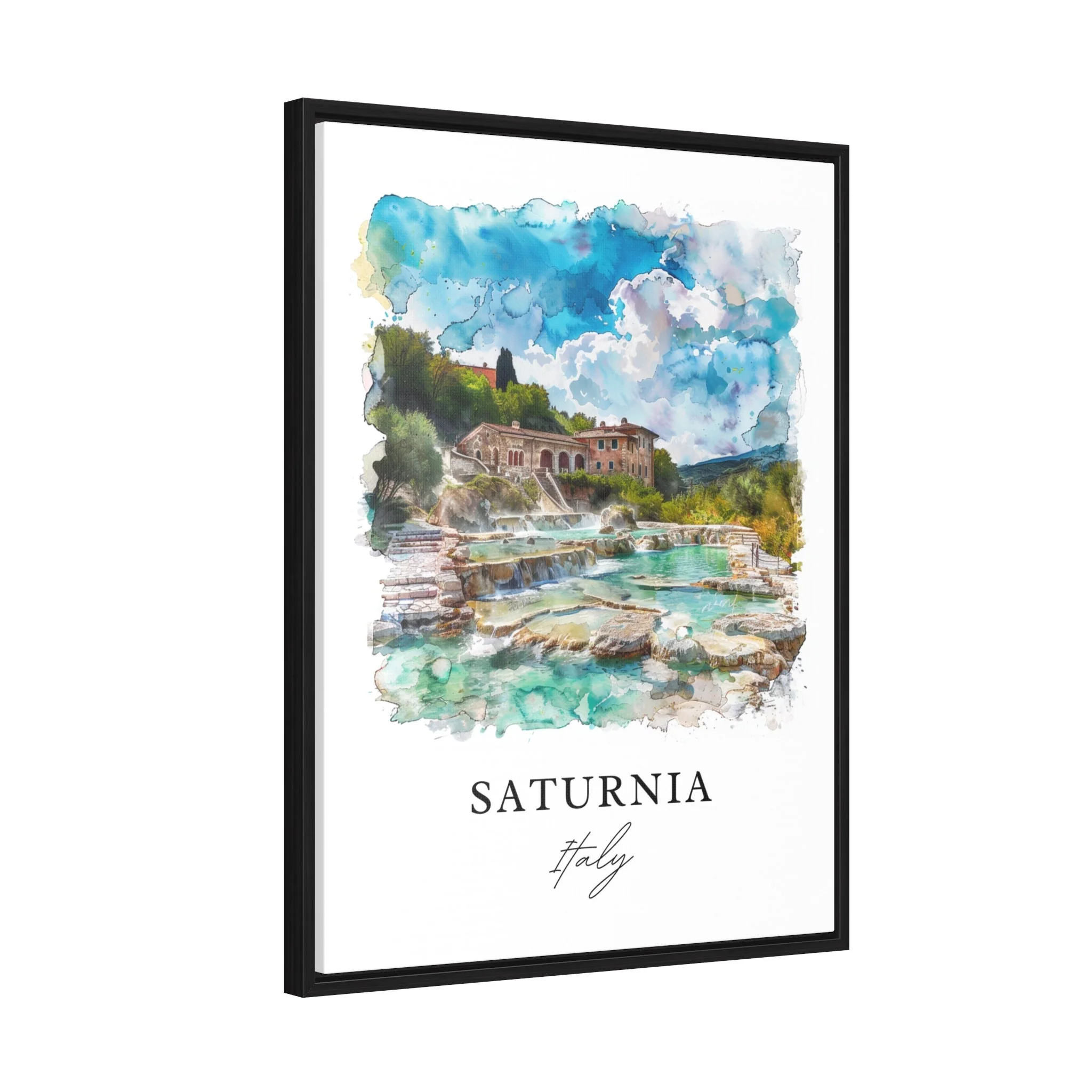 Saturnia, Italy – Watercolor Art Print of Thermal Springs - Image 6