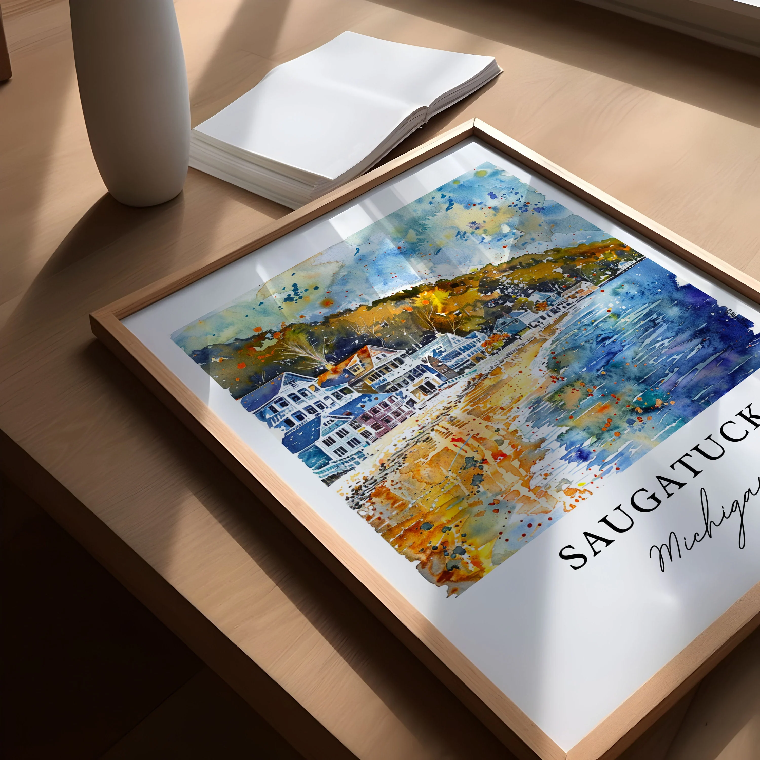 Saugatuck, Michigan, Michigan – Watercolor Art Print - Image 2