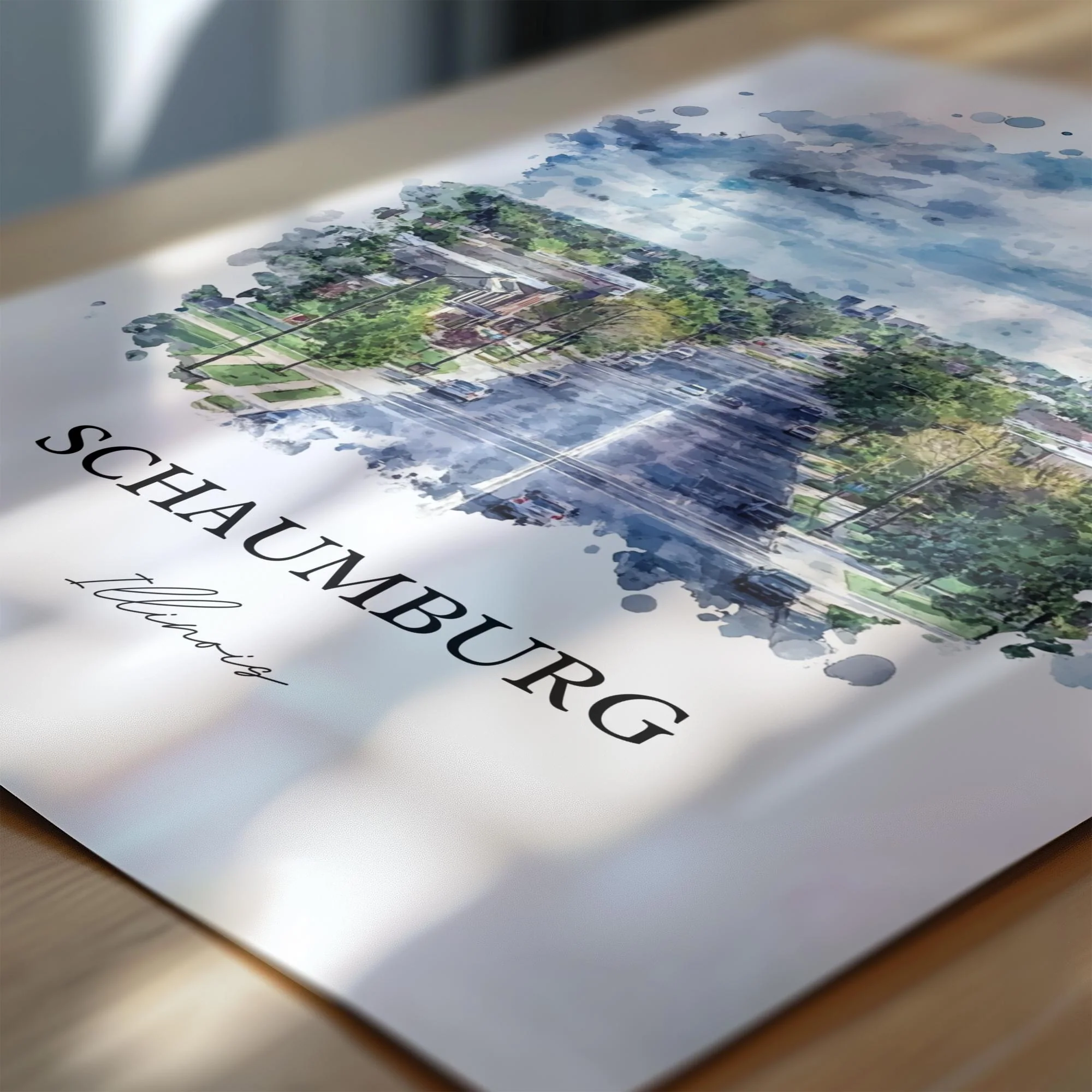 Schaumburg, IL, Illinois – Watercolor Art Print - Image 2