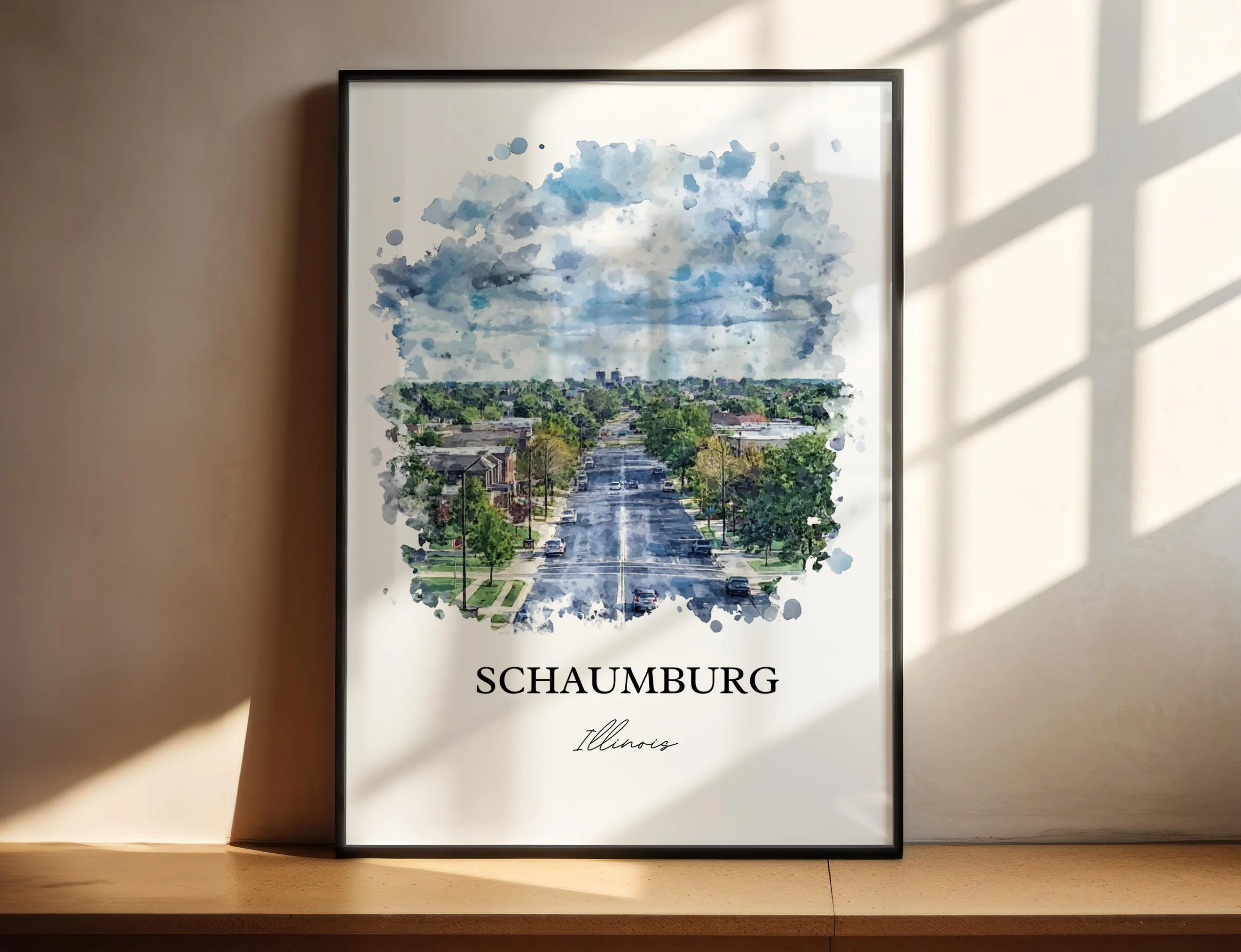 Schaumburg, IL, Illinois – Watercolor Art Print - Image 3