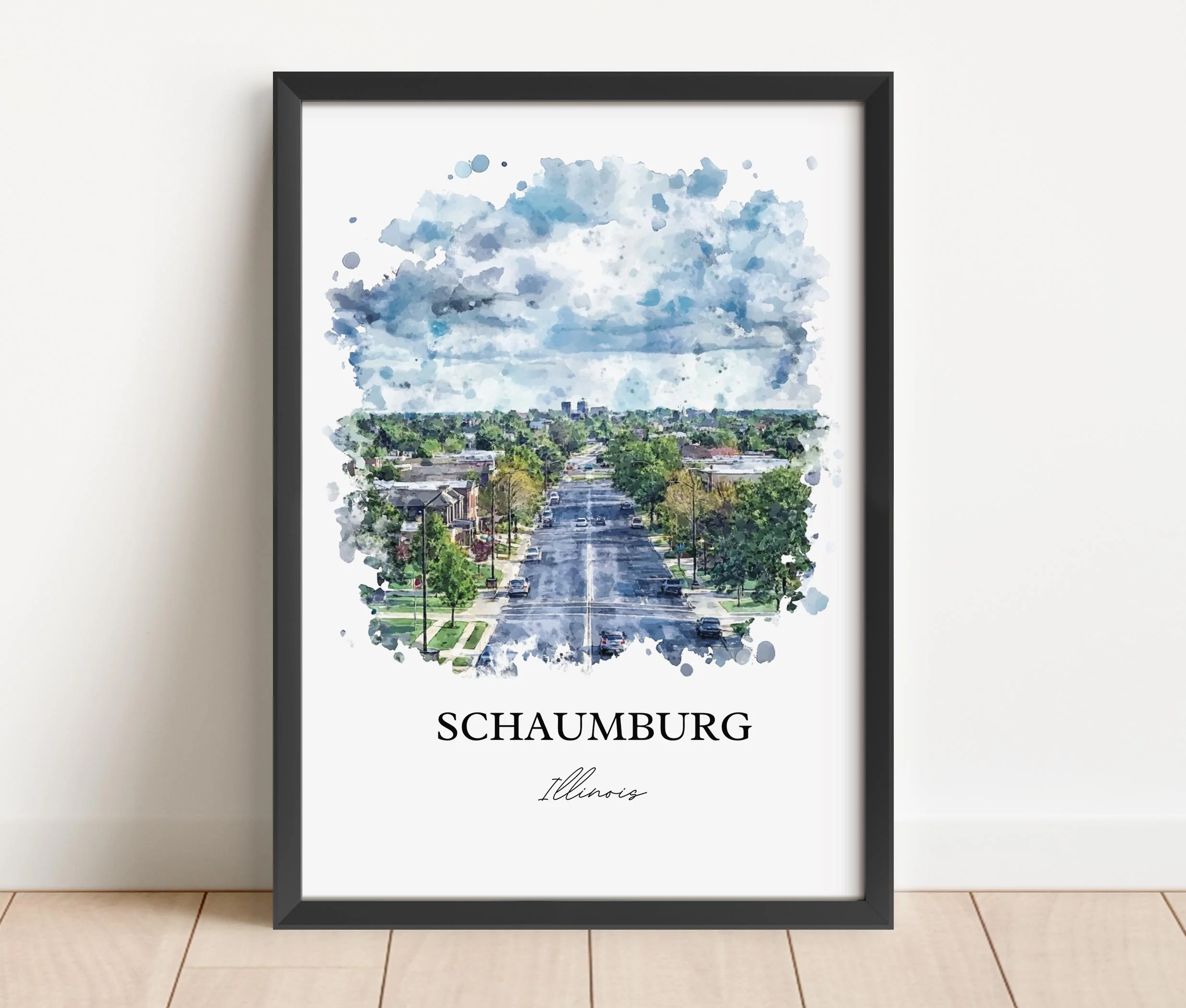 Schaumburg, IL, Illinois – Watercolor Art Print - Image 6
