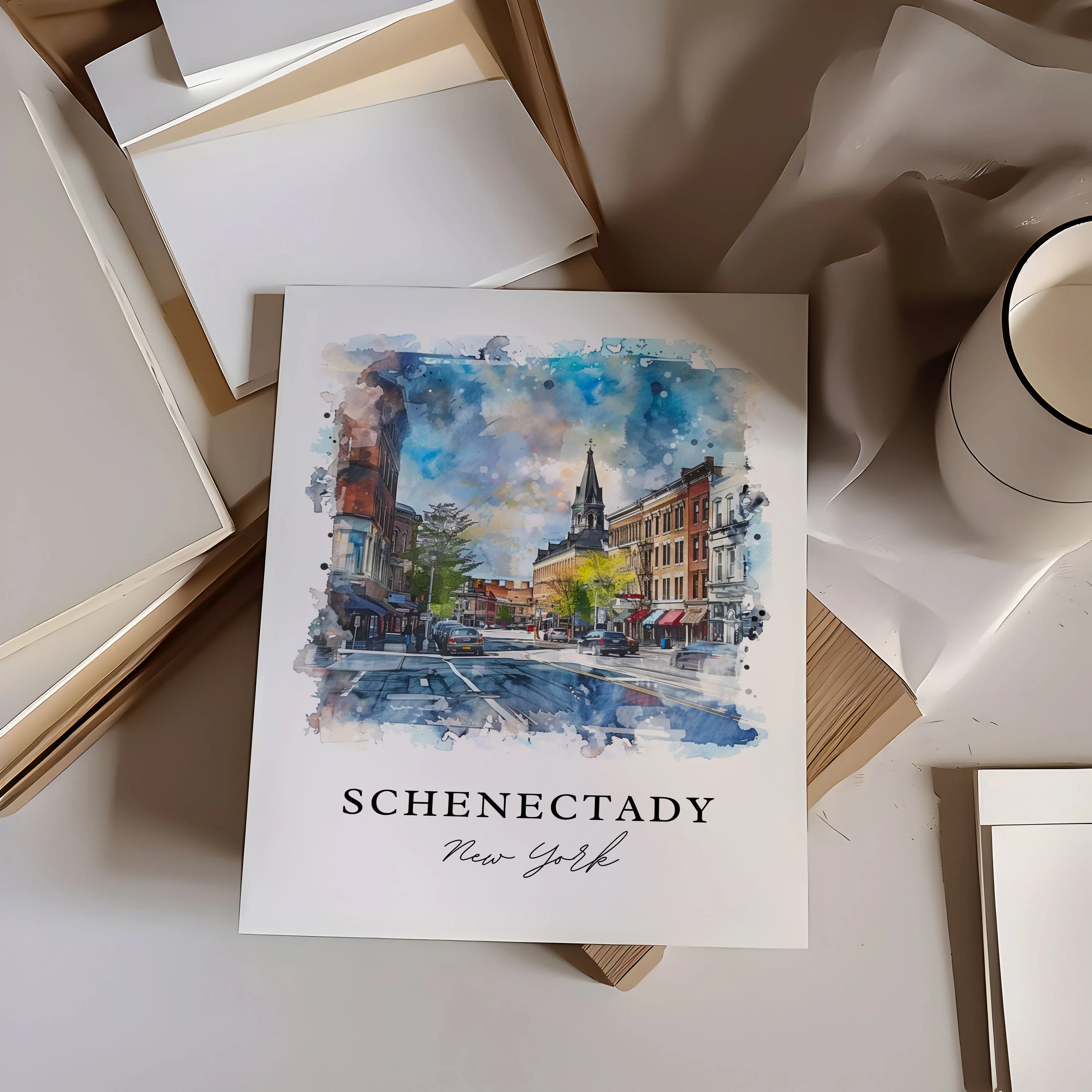 Schenectady, NY, USA – Watercolor Art Print - Image 2