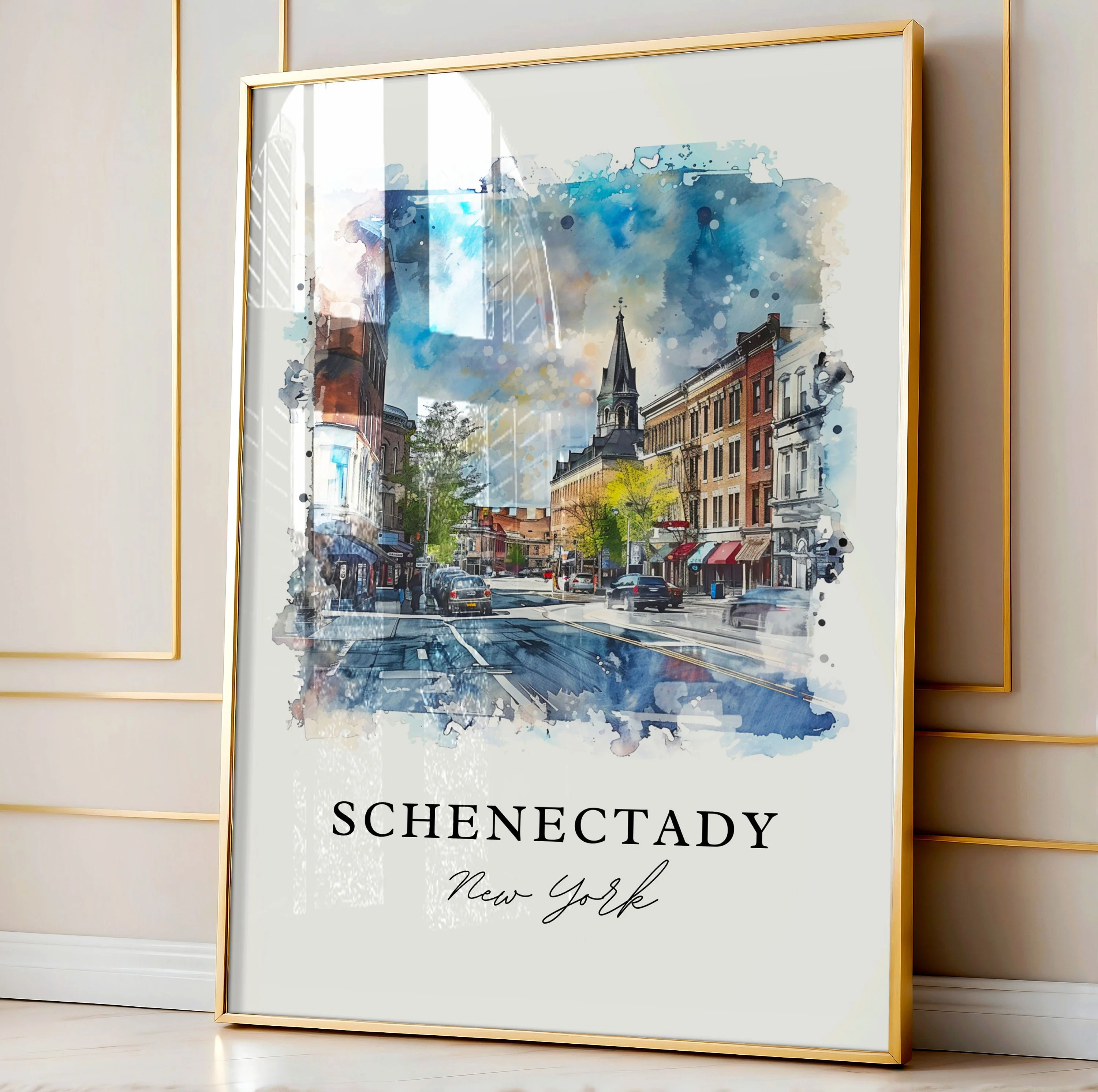 Schenectady, NY, USA – Watercolor Art Print - Image 4