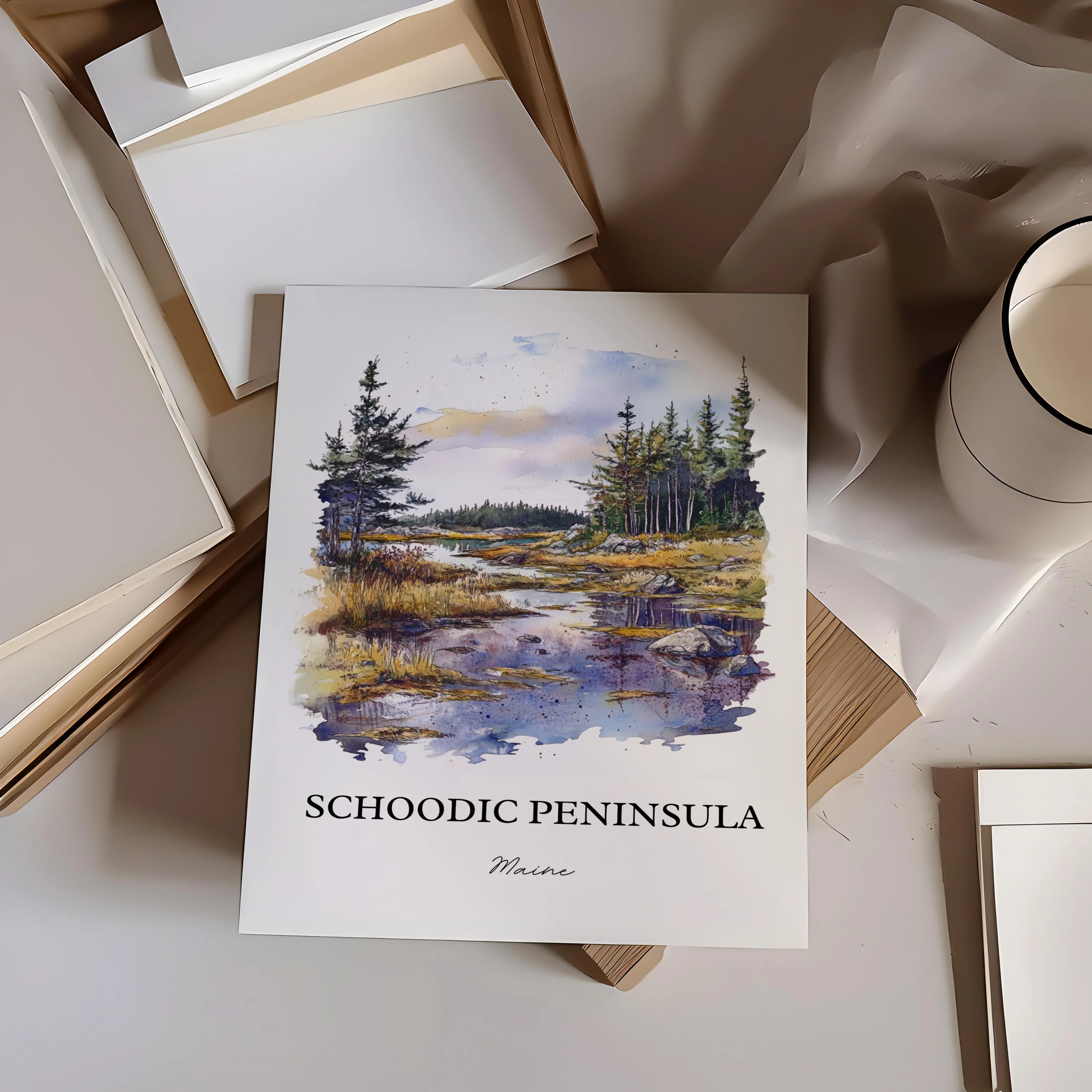 Schoodic Peninsula, Maine – Watercolor Art Print - Image 5
