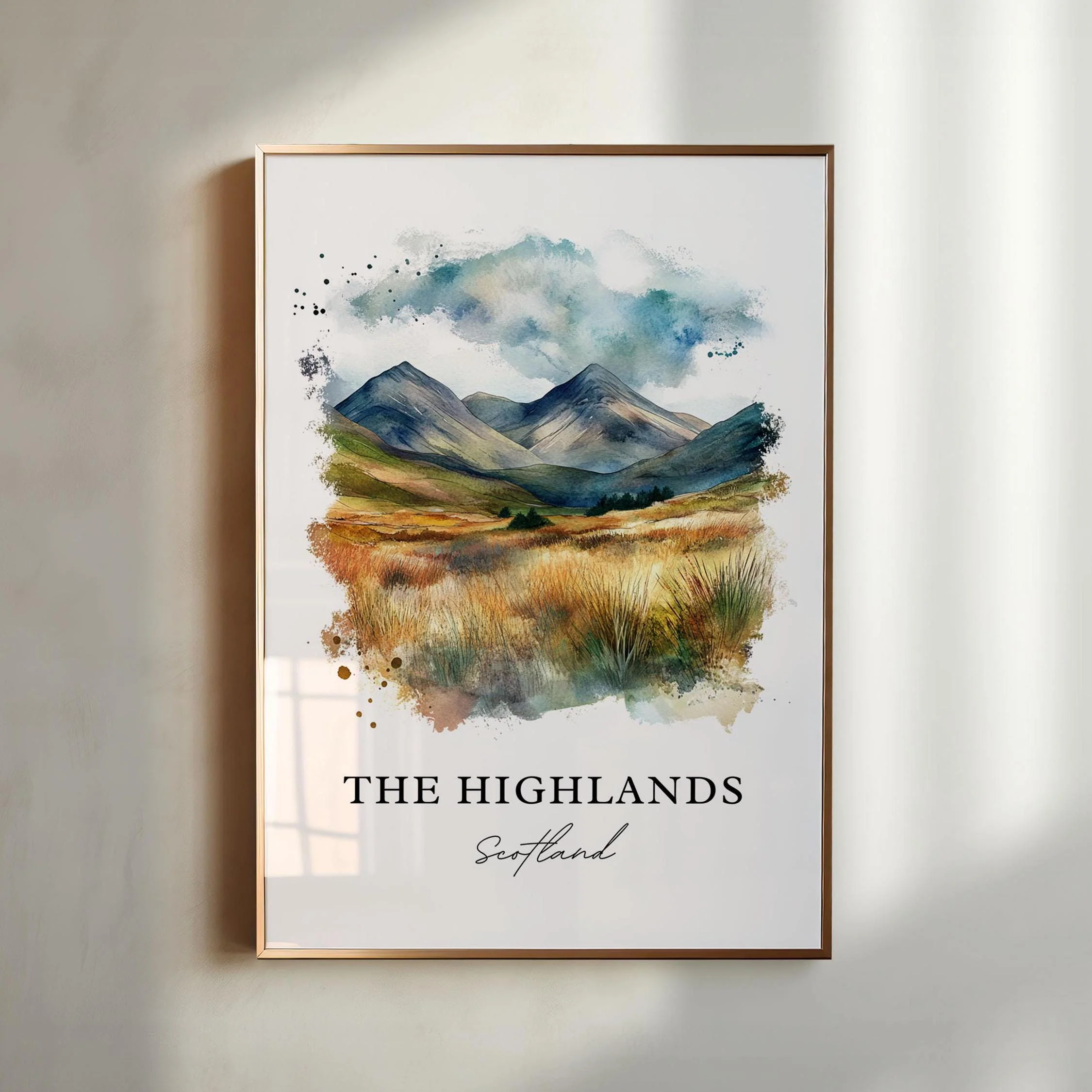 Scottish Highlands, Scotland – Watercolor Art Print