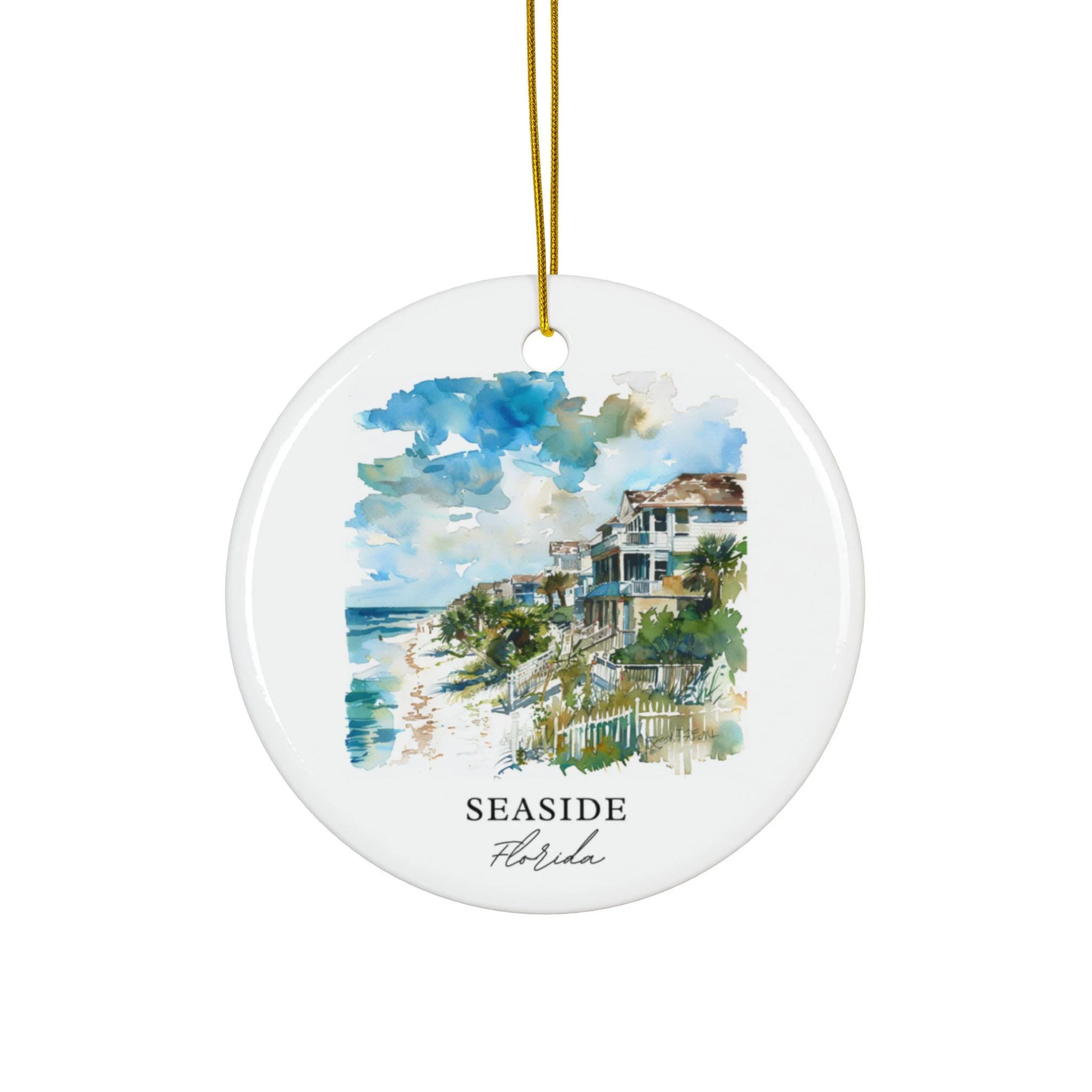 Seaside Florida Ornament: Unique Seaside FL Souvenir, Seaside Florida Xmas Decor, and Authentic Florida Gift