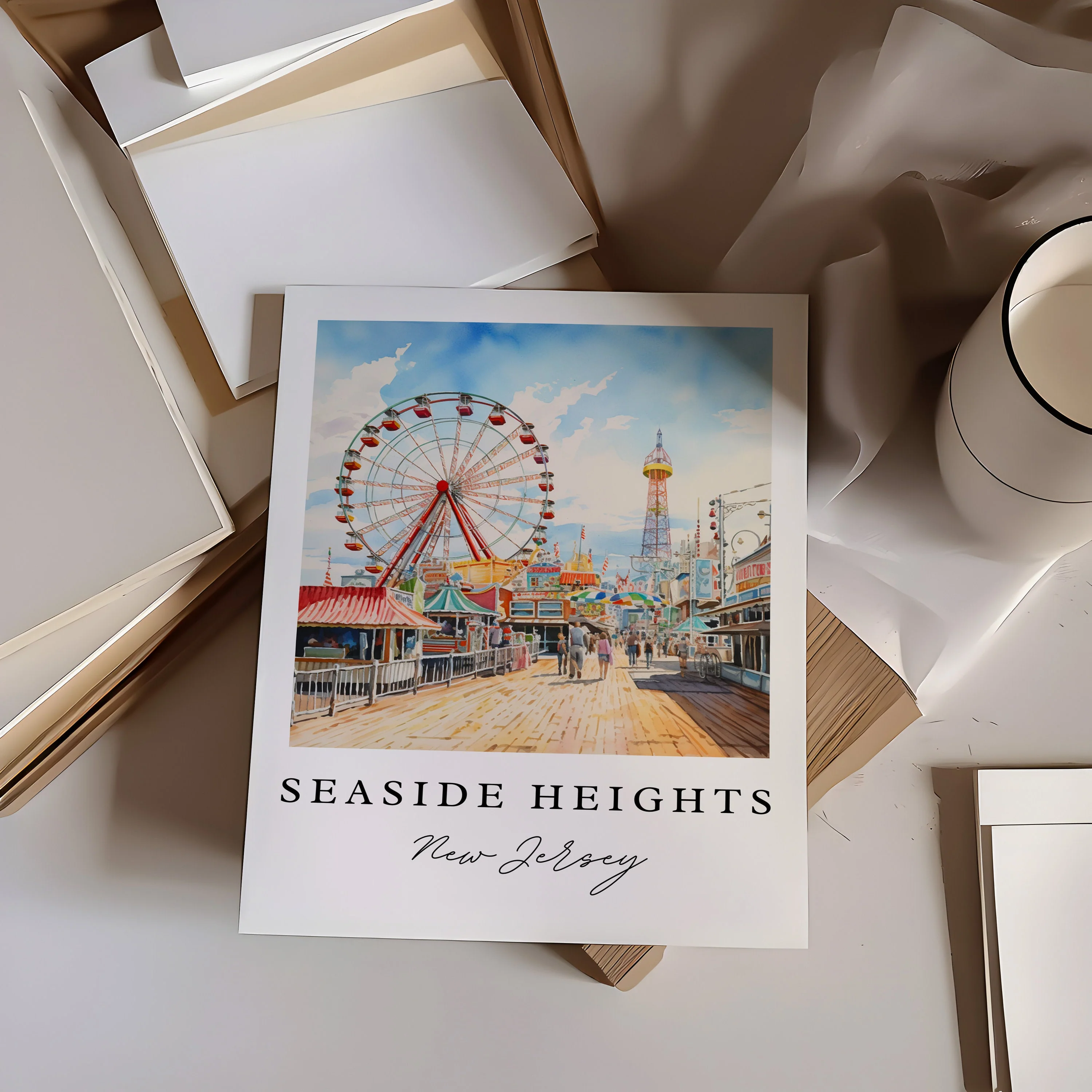 Seaside, NJ, New Jersey – Watercolor Art Print - Image 2