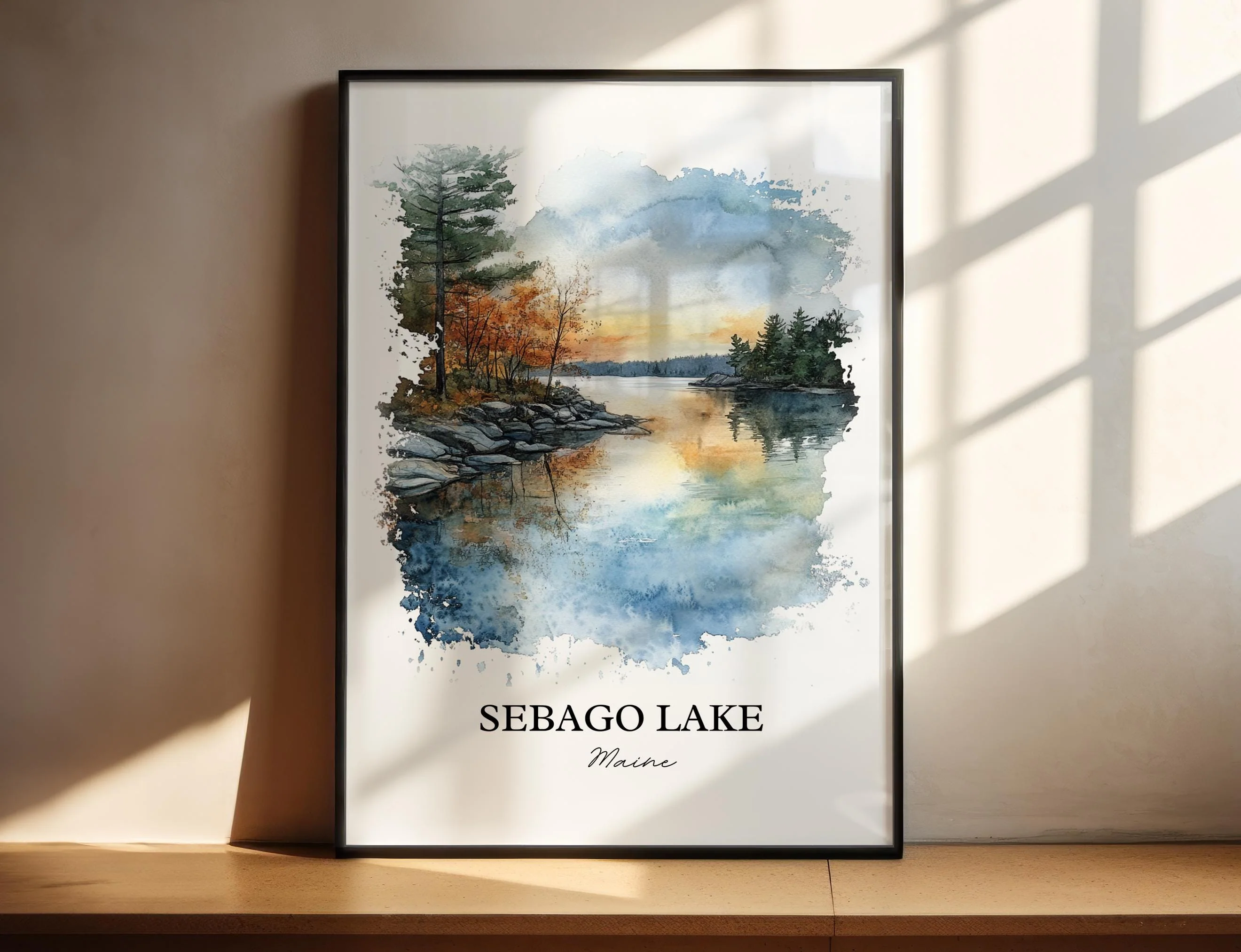 Sebago Lake, Maine – Watercolor Art Print