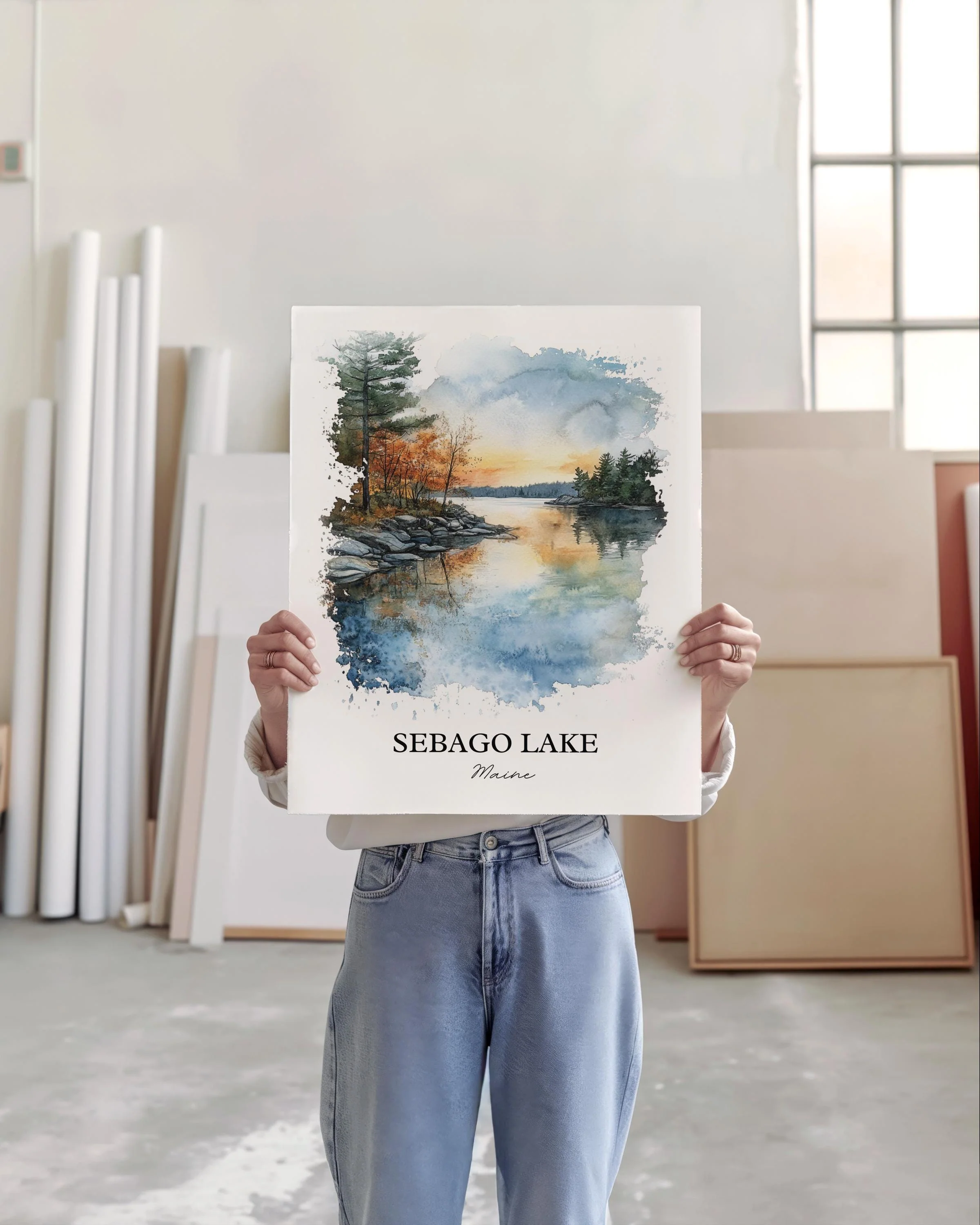 Sebago Lake, Maine – Watercolor Art Print - Image 4