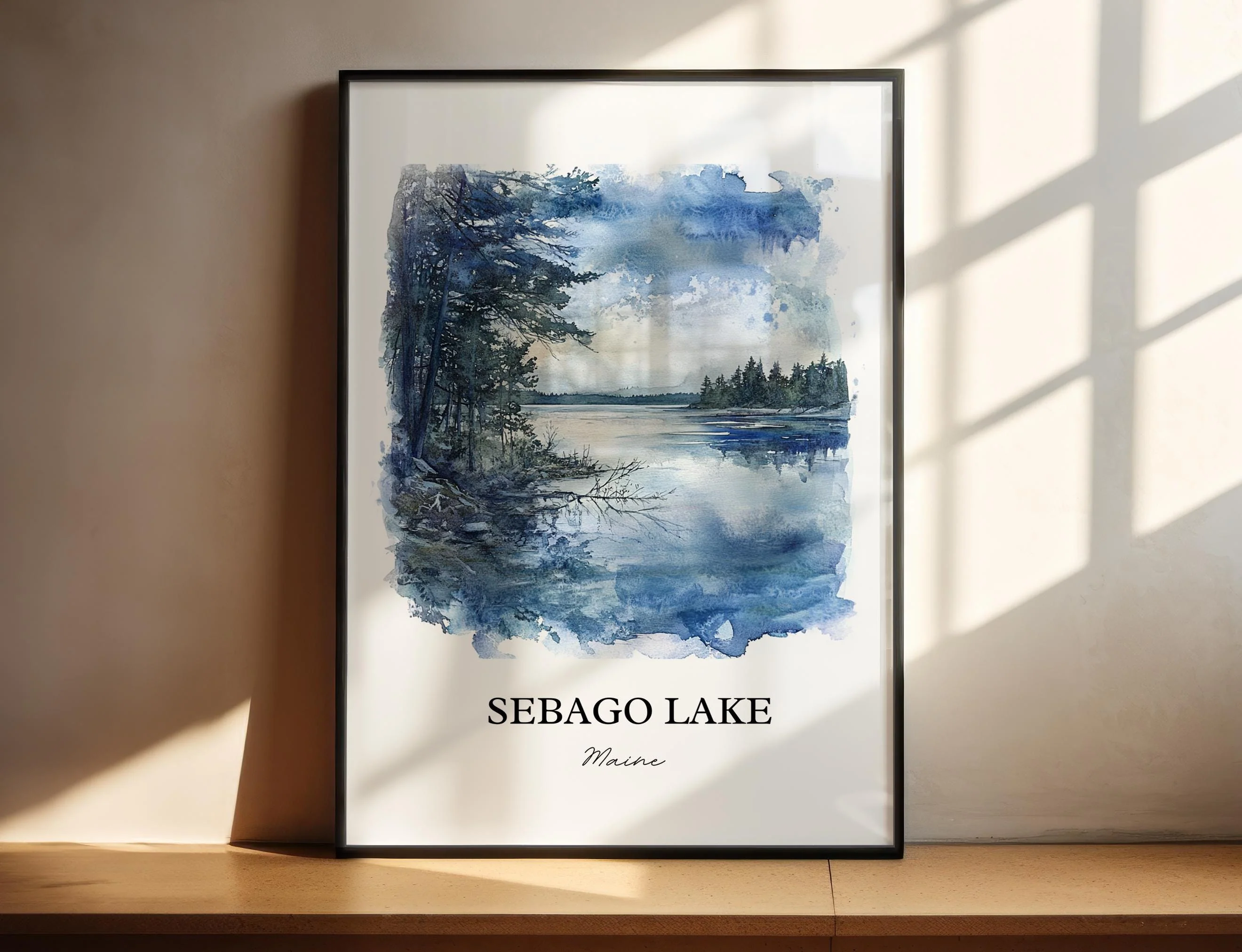 Sebago Lake, Maine, USA – Watercolor Art Print