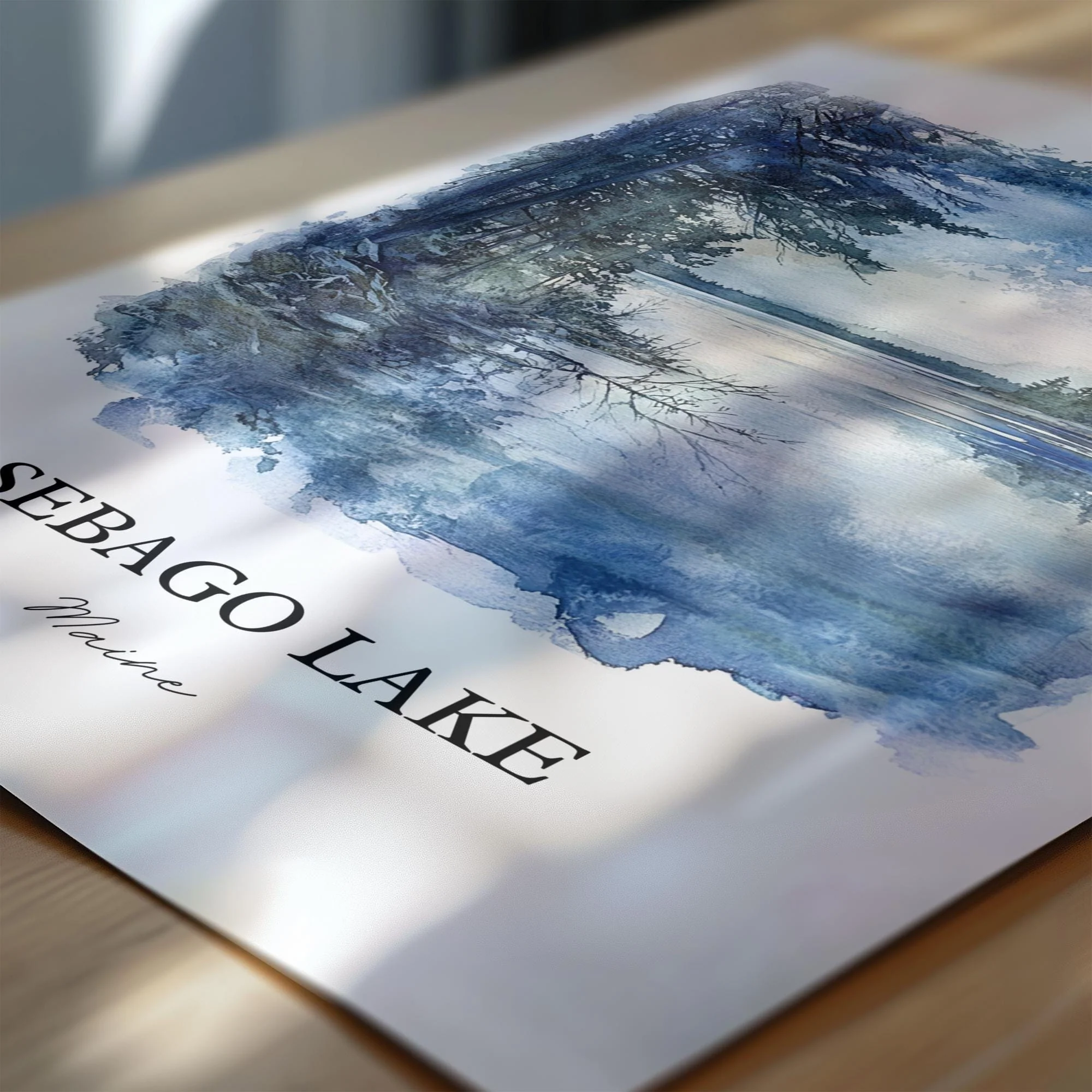 Sebago Lake, Maine, USA – Watercolor Art Print - Image 2
