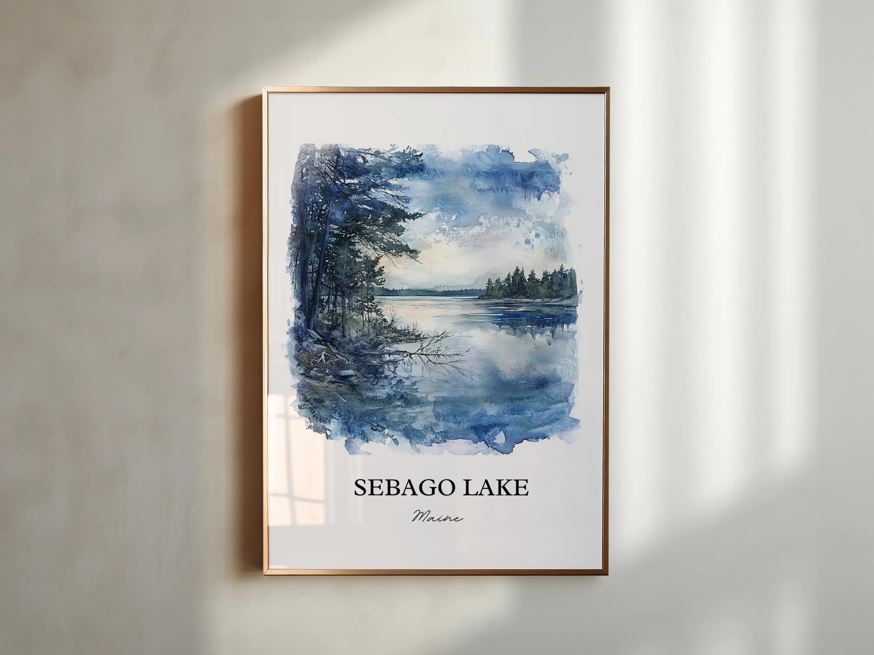 Sebago Lake, Maine, USA – Watercolor Art Print - Image 3