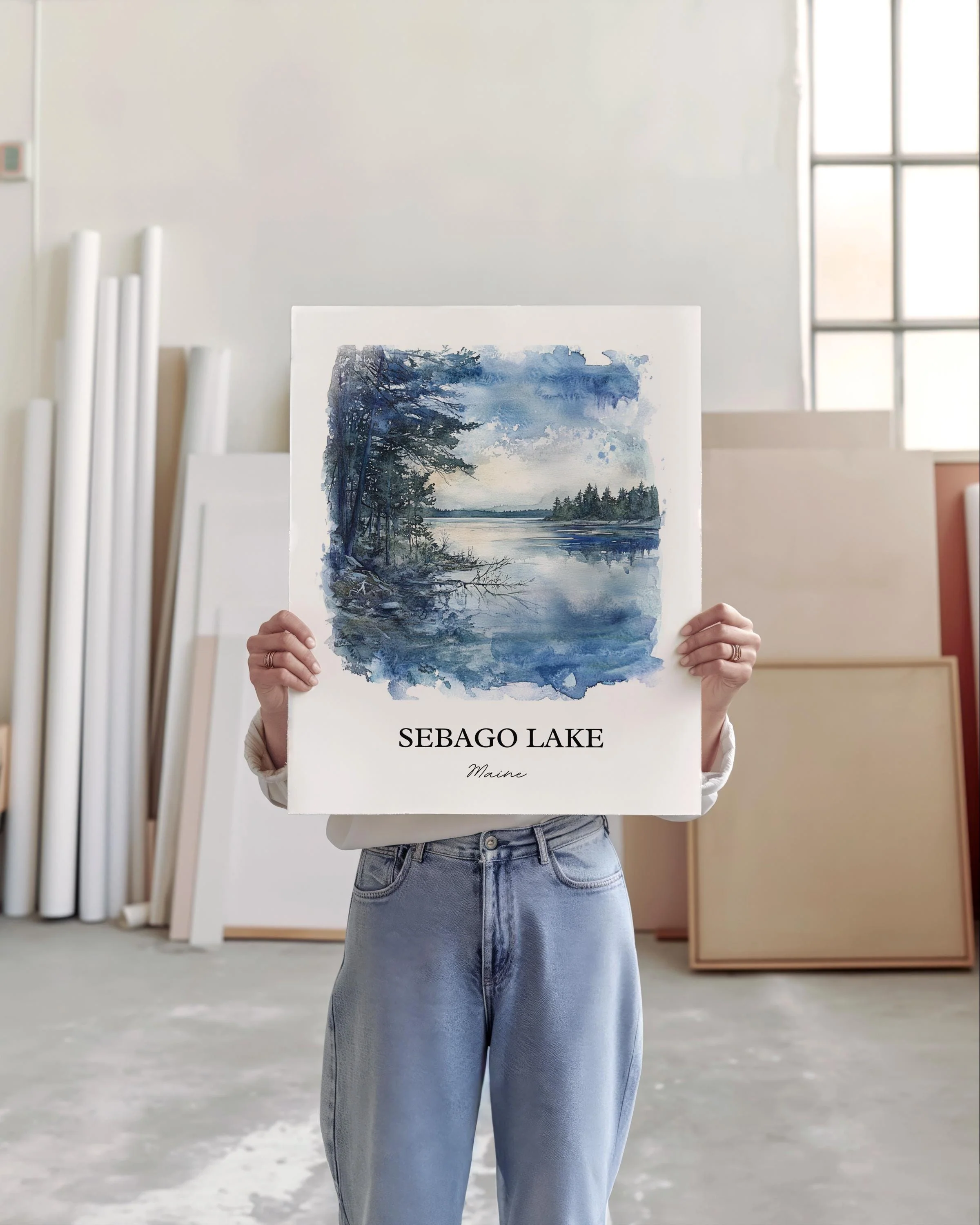 Sebago Lake, Maine, USA – Watercolor Art Print - Image 4