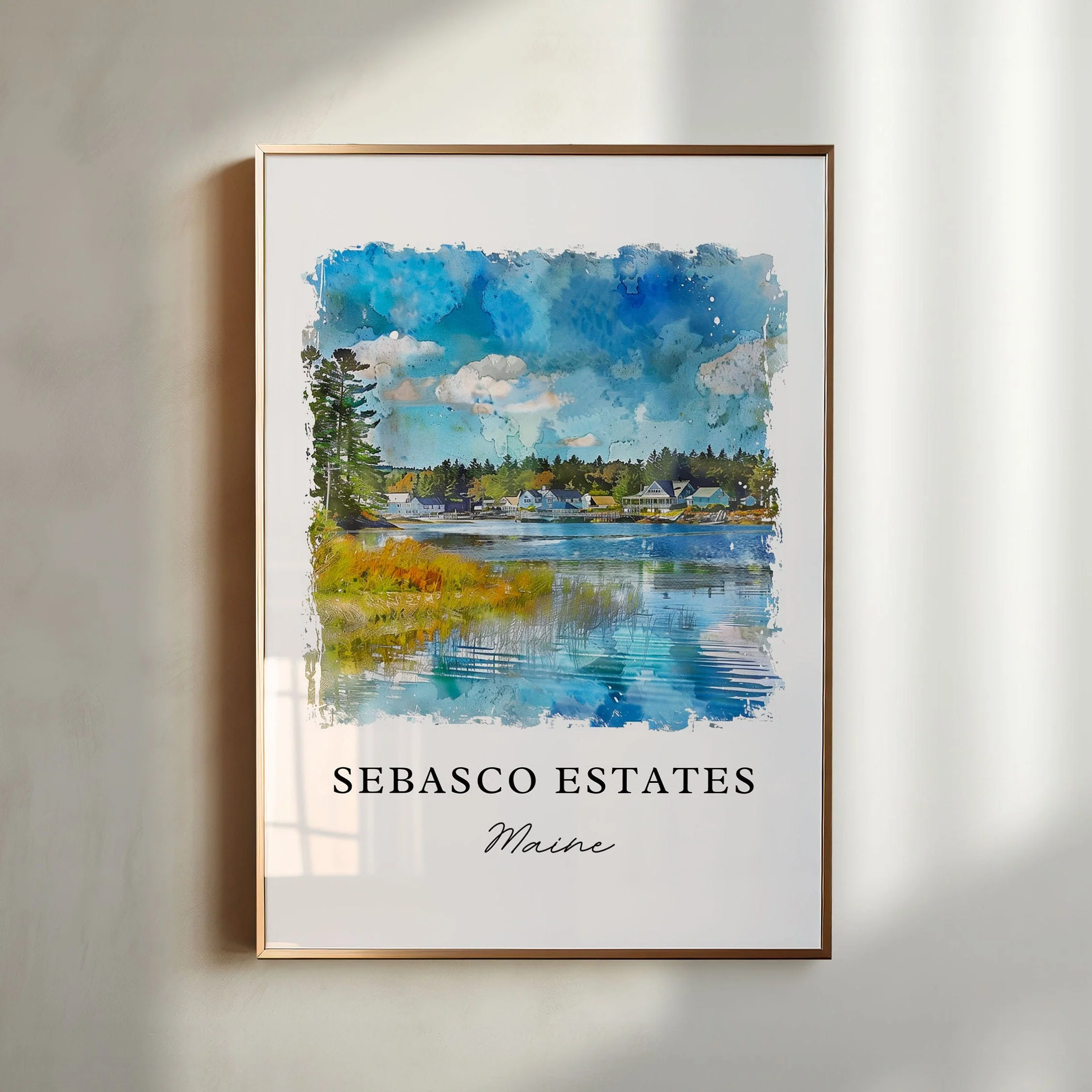 Phippsburg, ME, USA – Watercolor Art Print