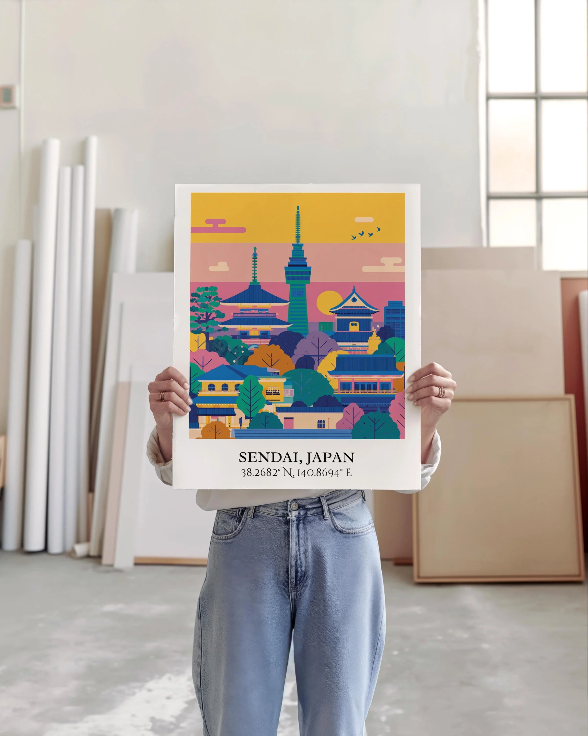 Sendai, Japan – Watercolor Art Print - Image 3