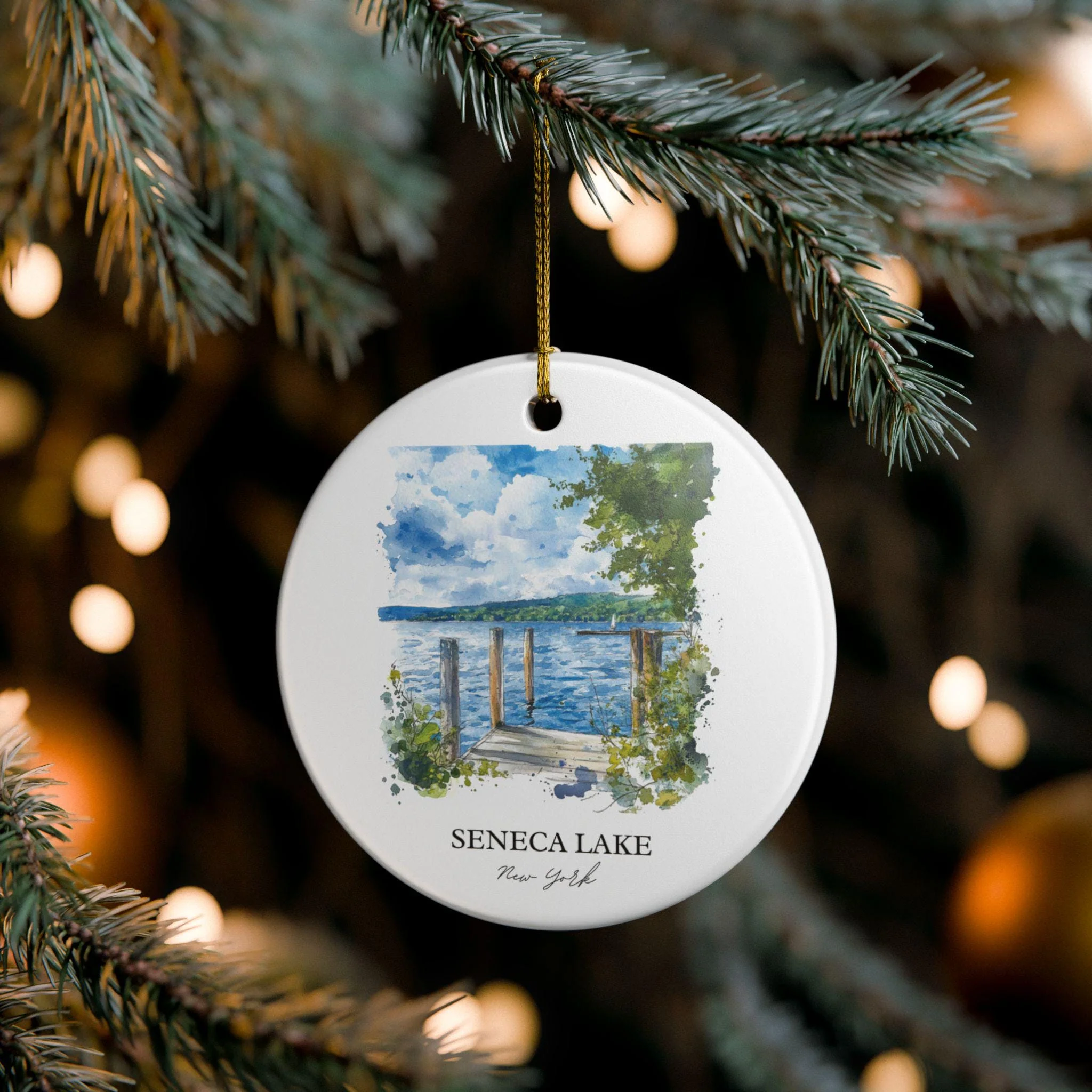 Seneca Lake NY Ornament: Unique Seneca Lake NY Souvenir, Seneca Lake Xmas Decor, and Authentic Seneca Lake Gift - Image 3
