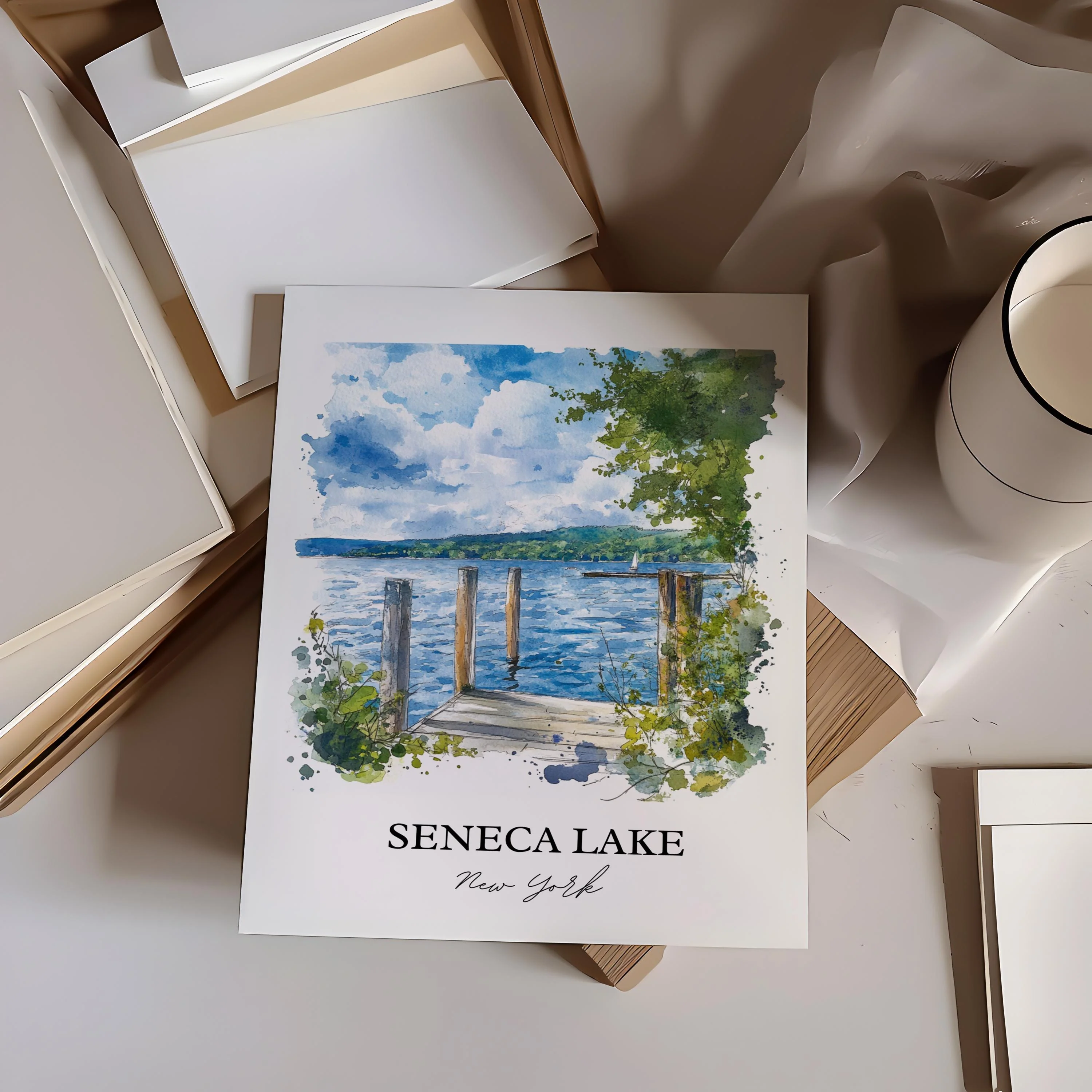 Seneca Lake, USA – Watercolor Art Print - Image 4