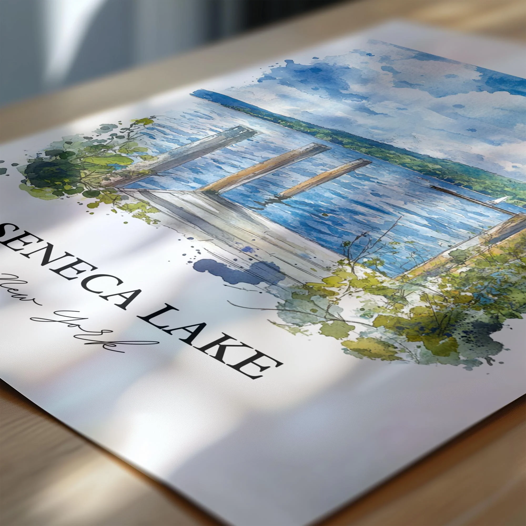 Seneca Lake, New York – Watercolor Art Print - Image 2