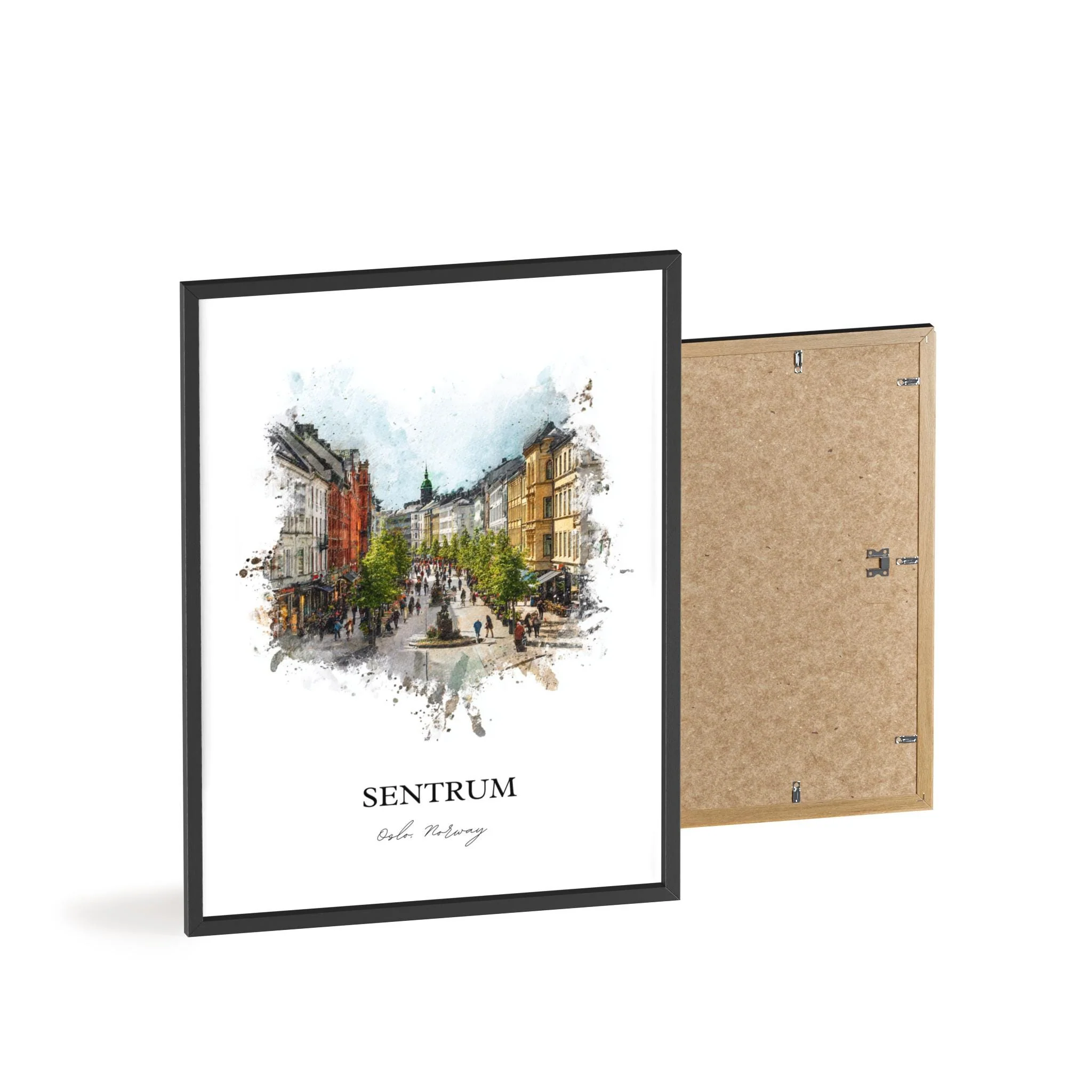 Sentrum, Norway – Watercolor Art Print - Image 2