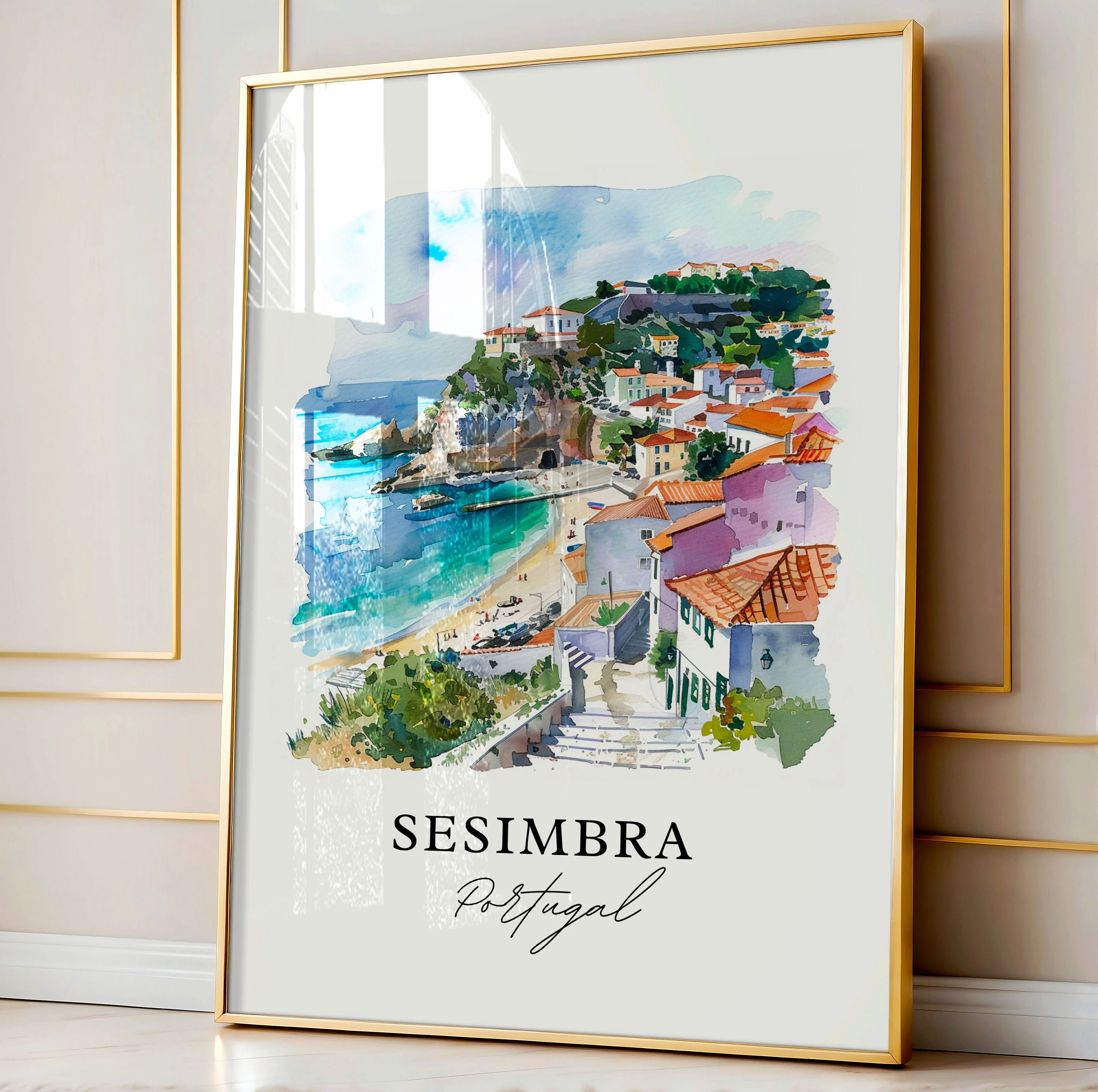 Sesimbra, Portugal – Watercolor Art Print - Image 4