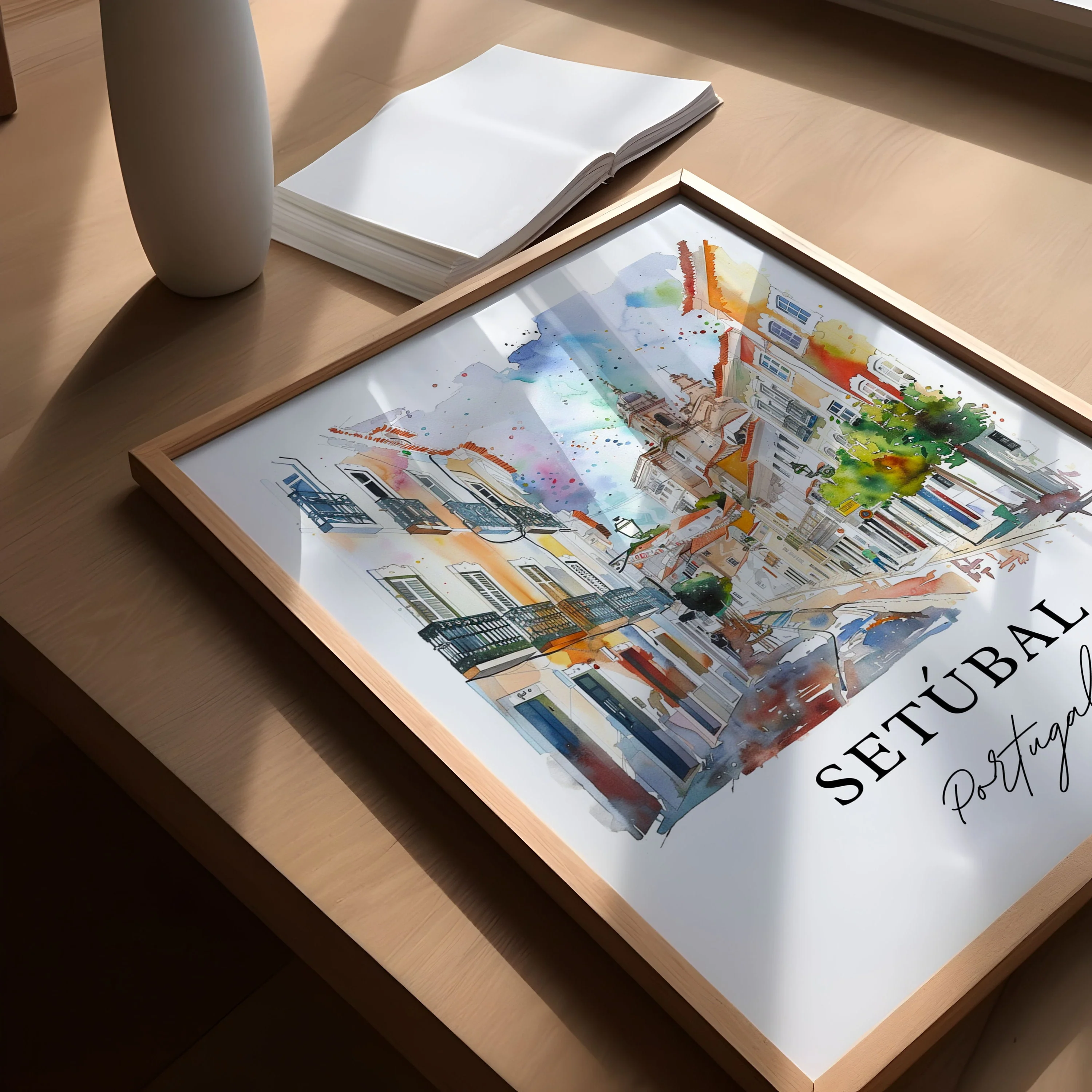 Setúbal, Portugal – Watercolor Art Print - Image 2