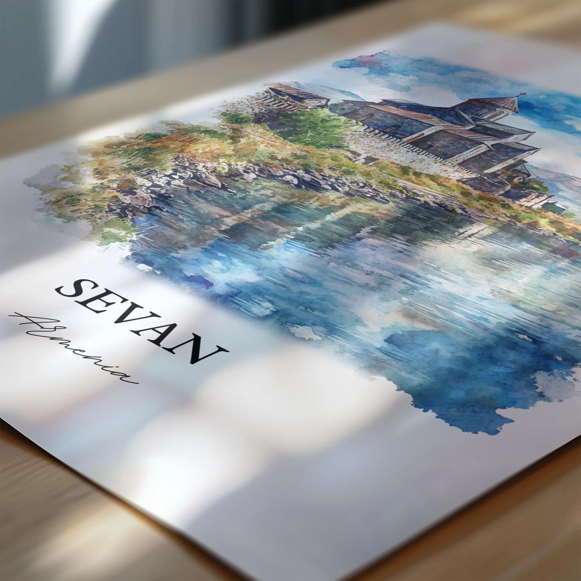 Sevan, Armenia – Watercolor Art Print - Image 2