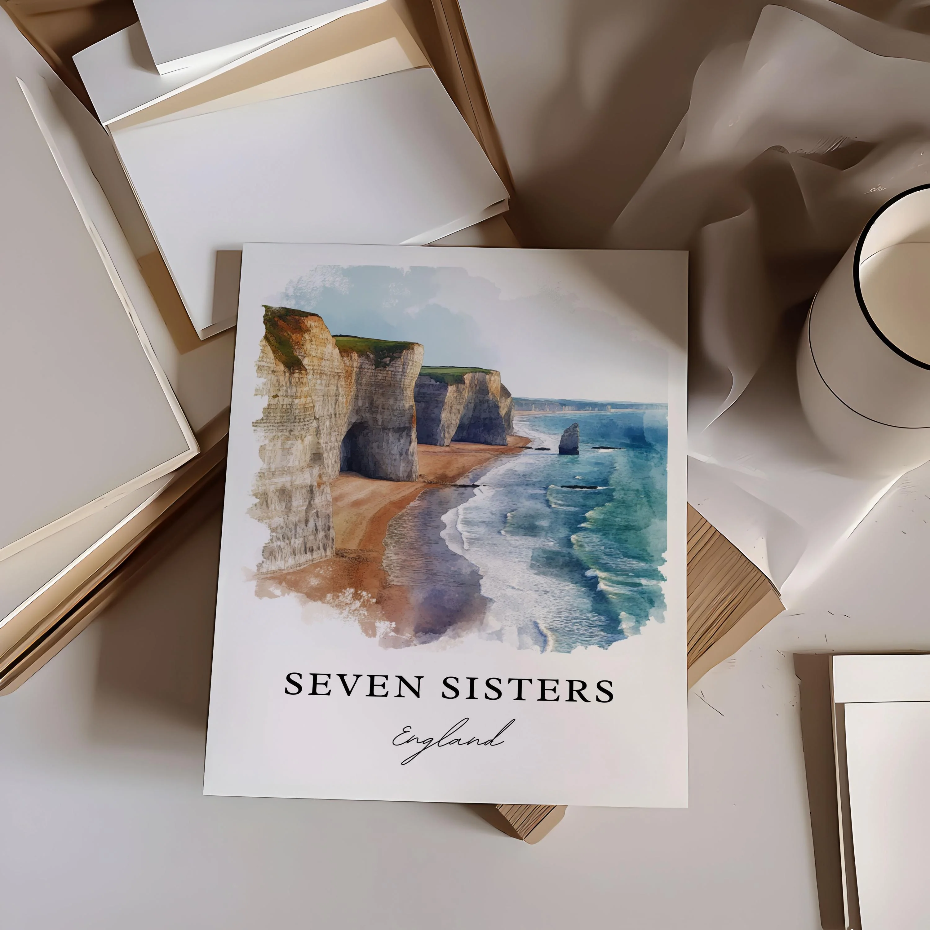 Seven Sisters, England – Watercolor Art Print - Image 3