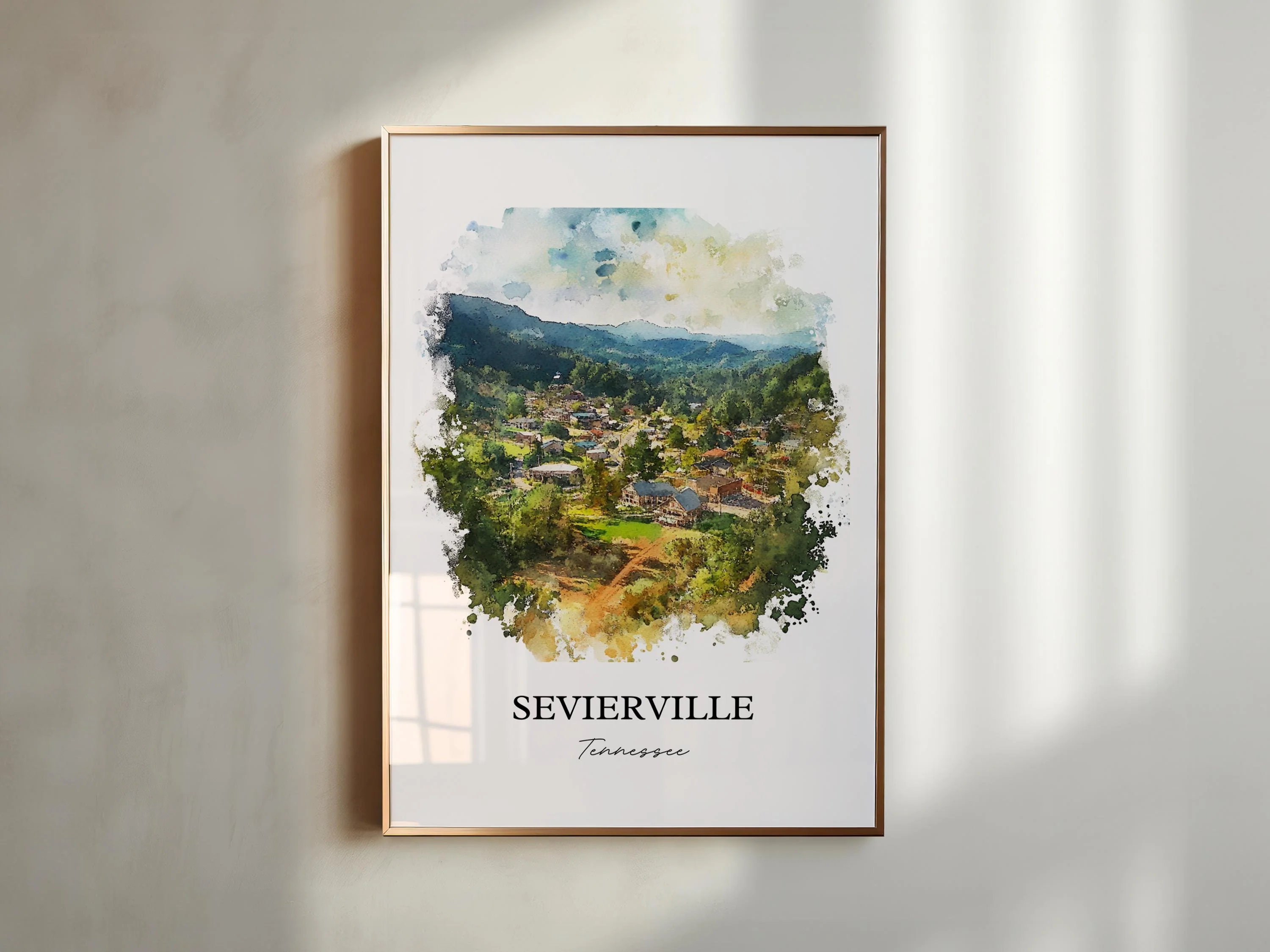 Sevierville, TN, USA – Watercolor Art Print of Great Smoky Mountains - Image 5