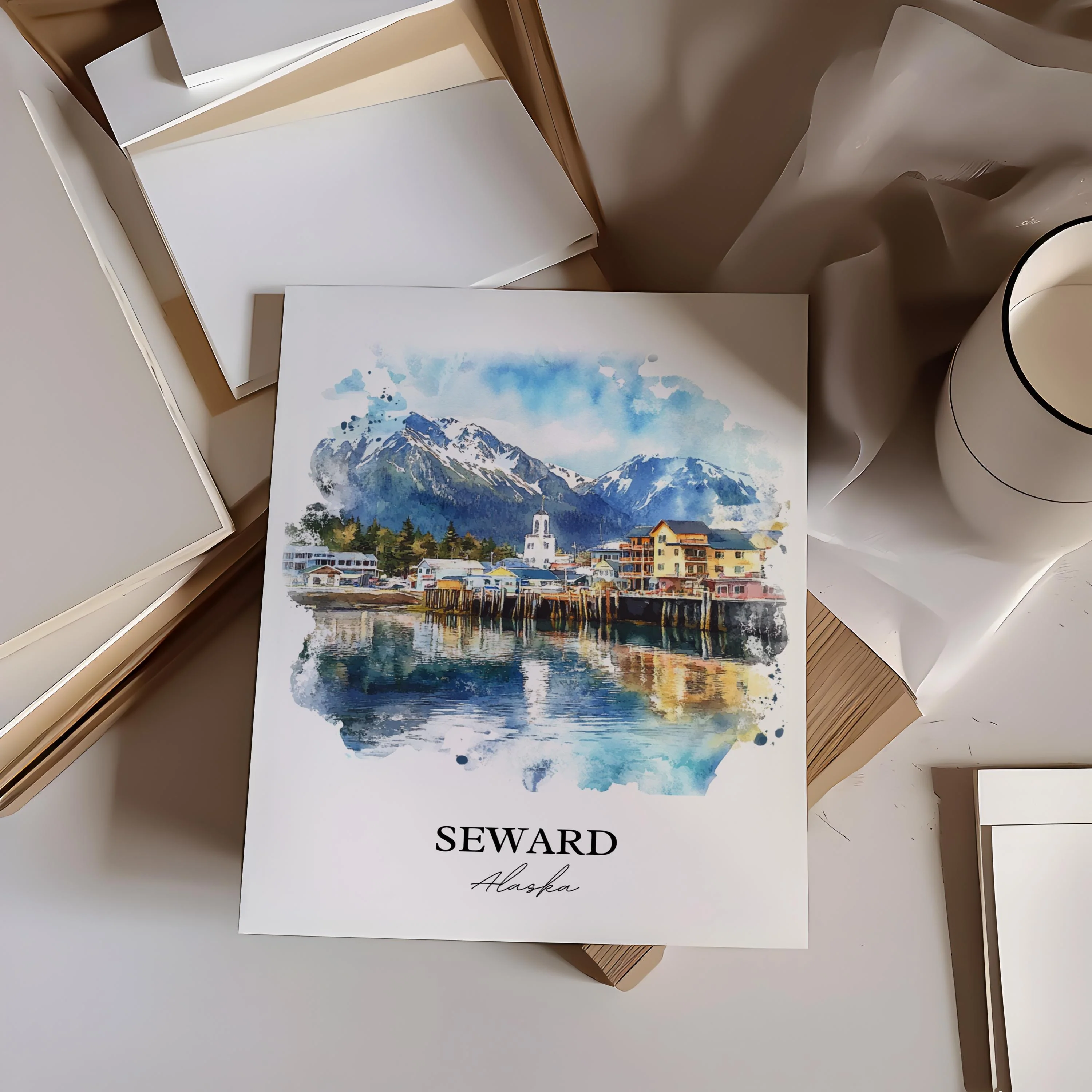 Seward, Alaska – Watercolor Art Print - Image 5