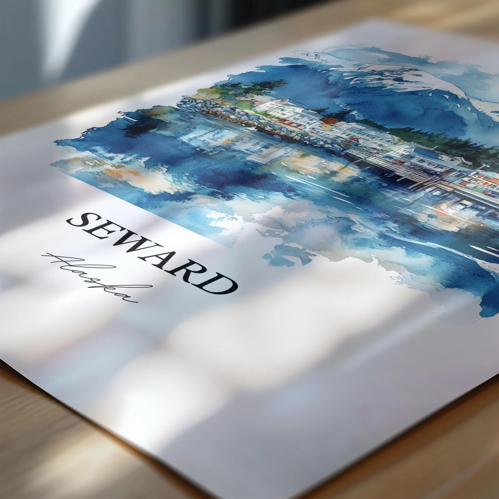 Seward, Alaska, USA – Watercolor Art Print of Kenai Fjords - Image 2