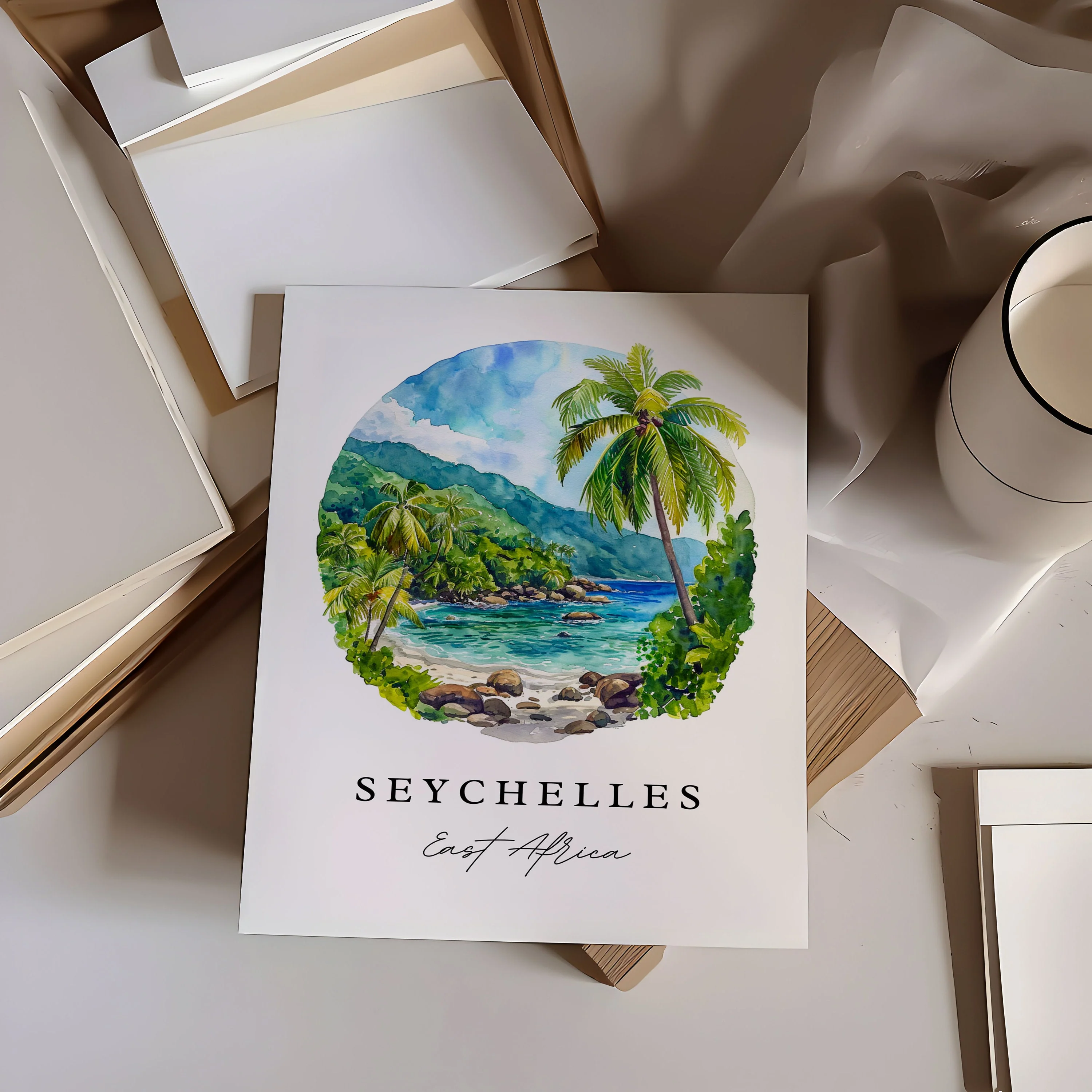 Seychelles, East Africa – Watercolor Art Print - Image 3