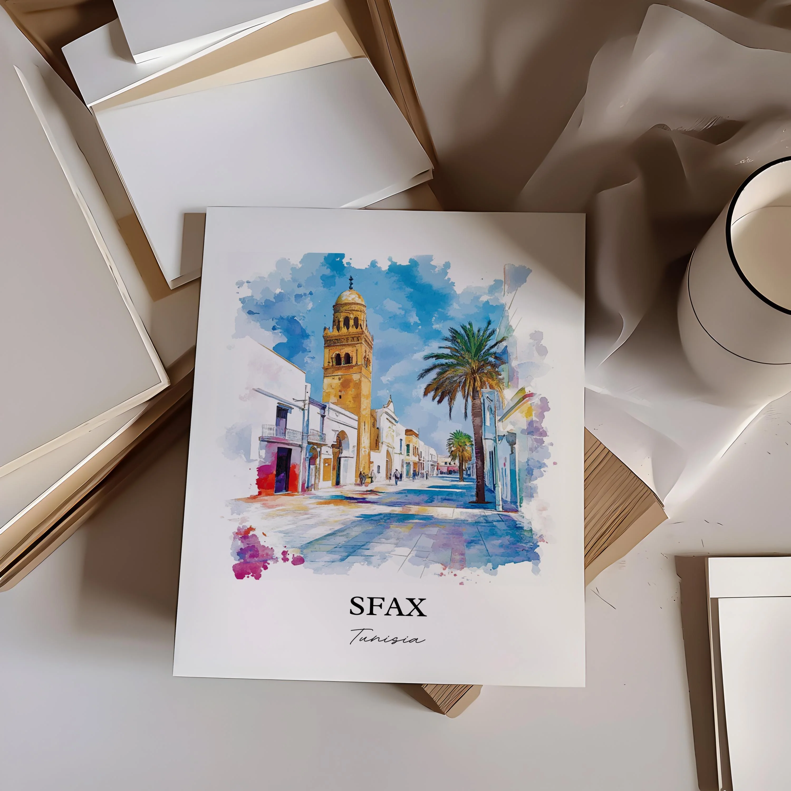 Sfax, Tunisia – Watercolor Art Print - Image 5
