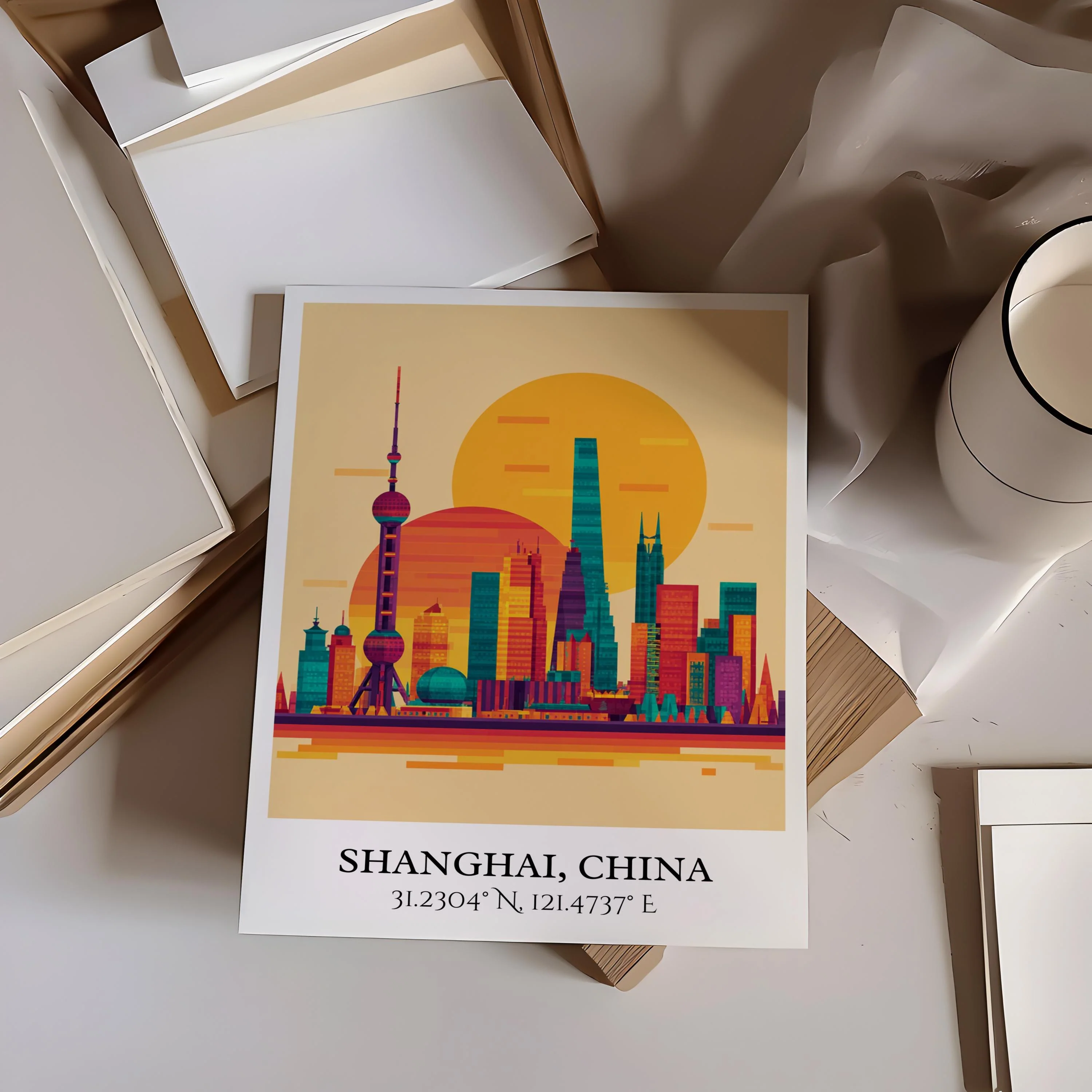 Shanghai, China – Watercolor Art Print - Image 4