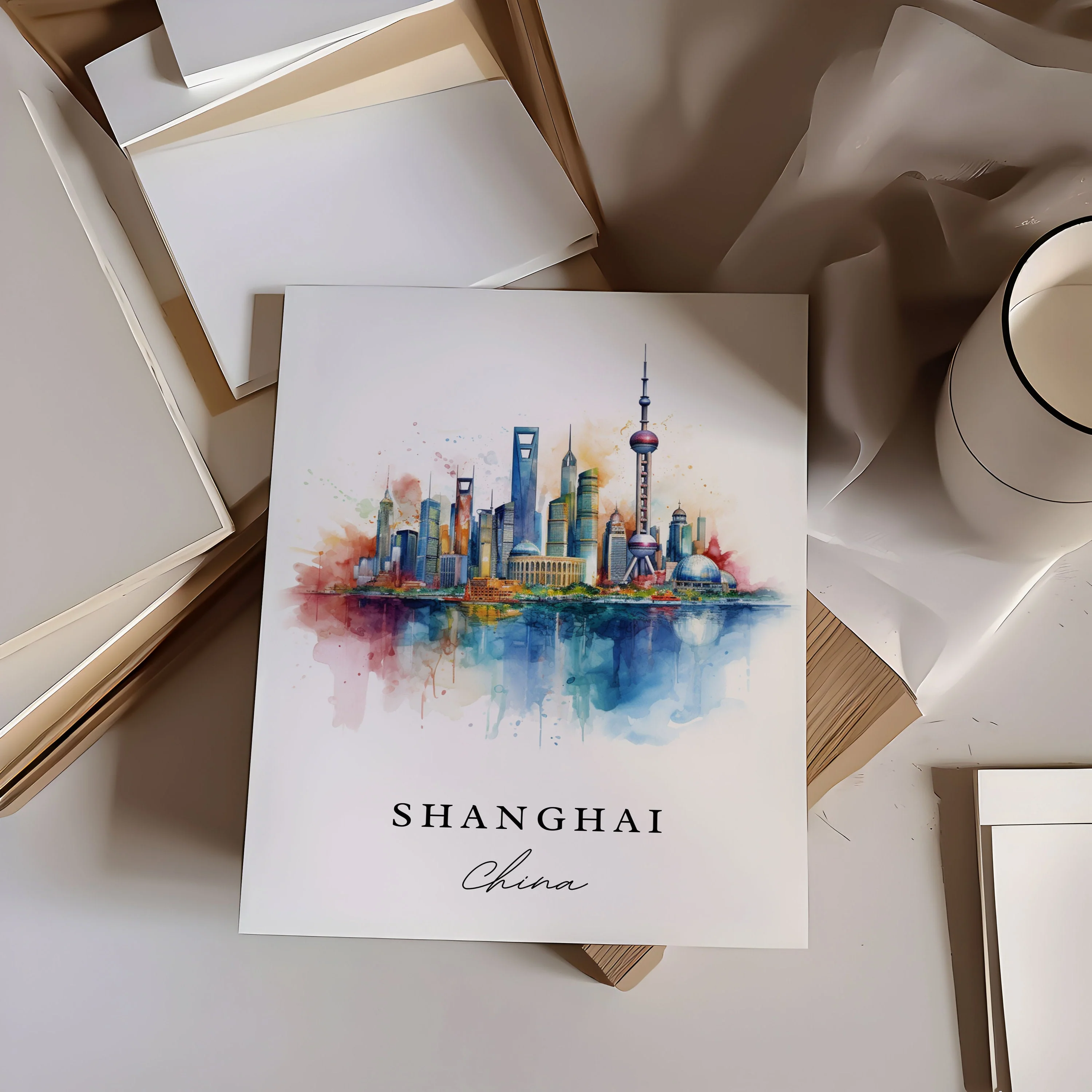 Shanghai, China – Watercolor Art Print - Image 4