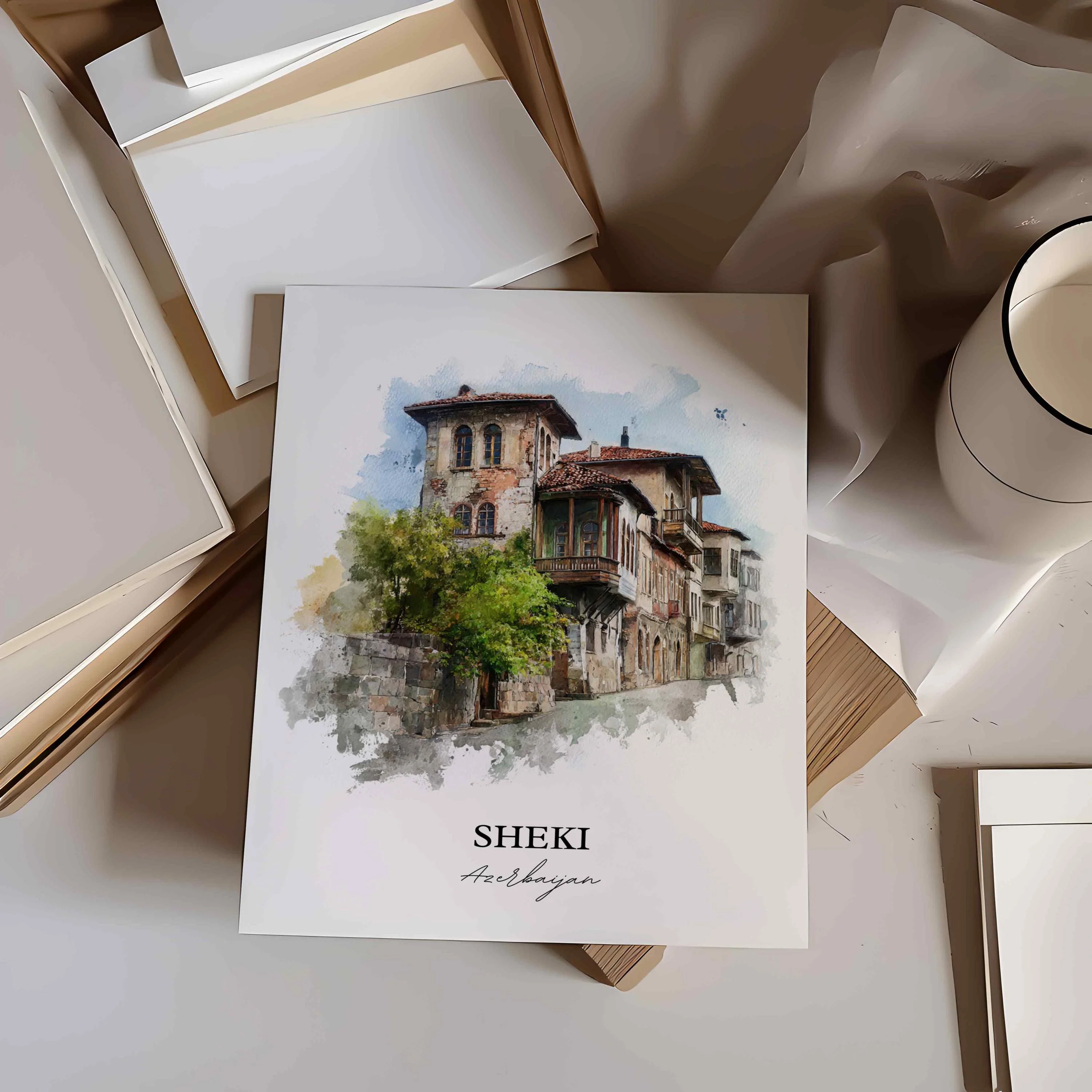 Sheki, Azerbaijan – Watercolor Art Print - Image 3