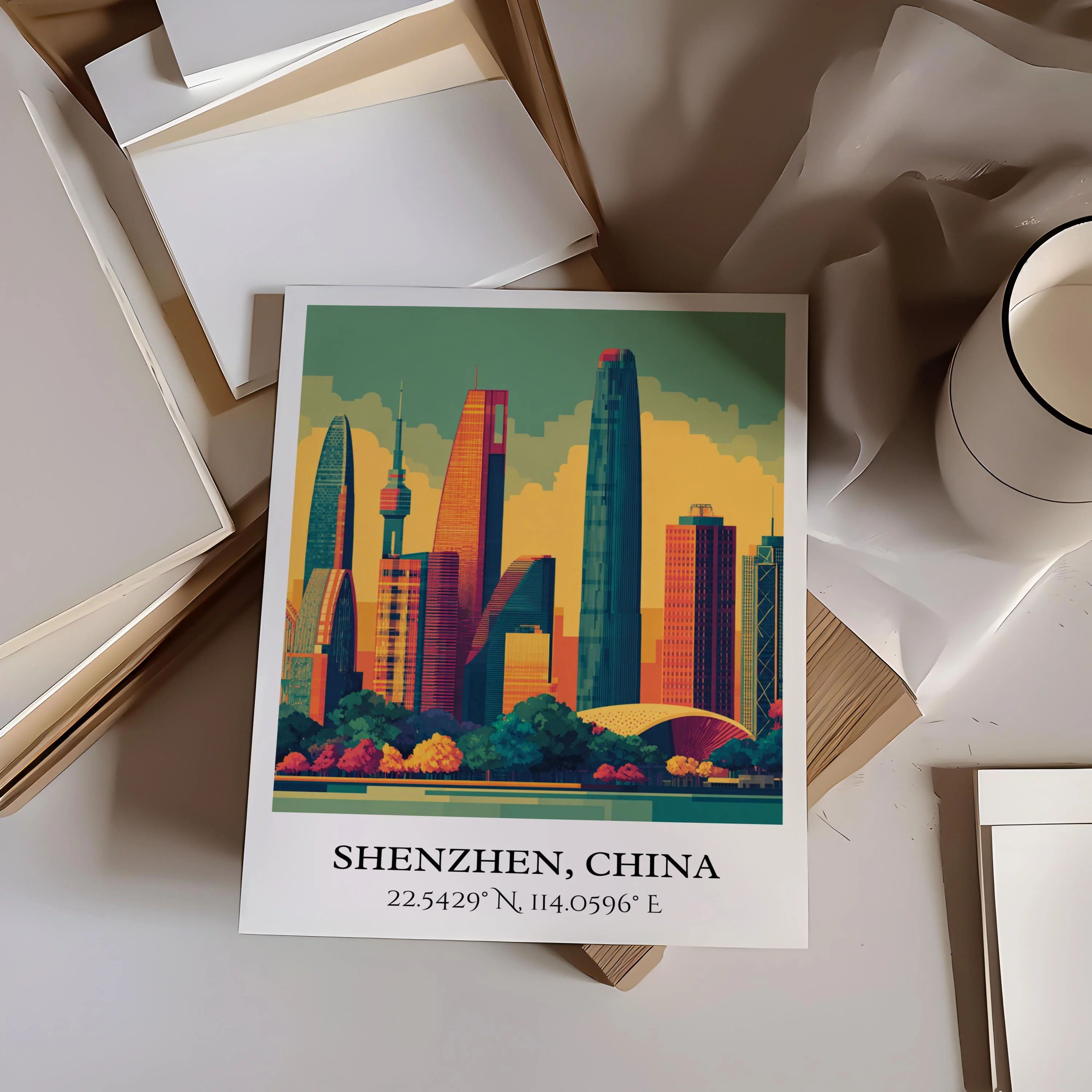 Shenzhen, China – Watercolor Art Print - Image 5